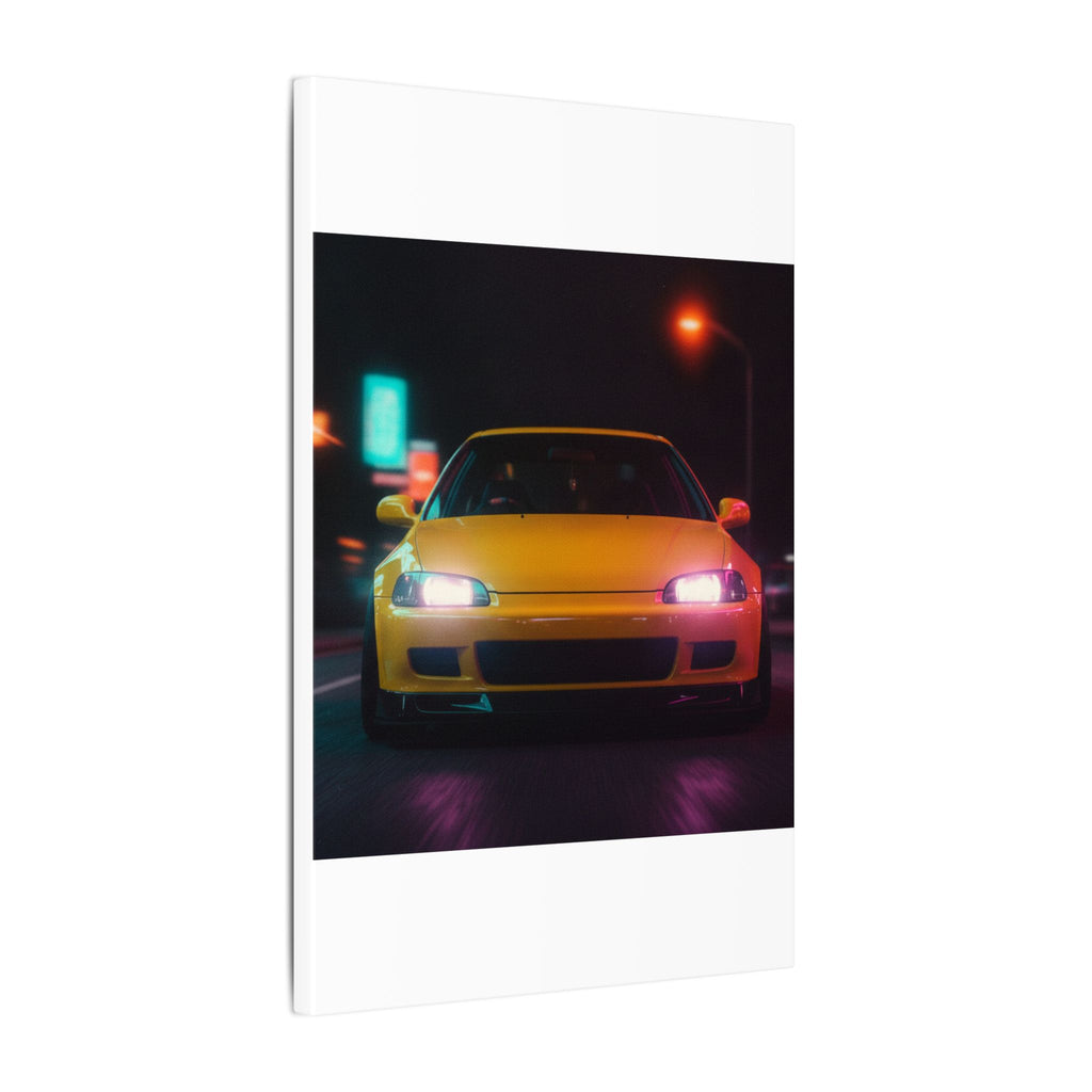 Neon Night JDM Yellow Coupe Street Matte Canvas