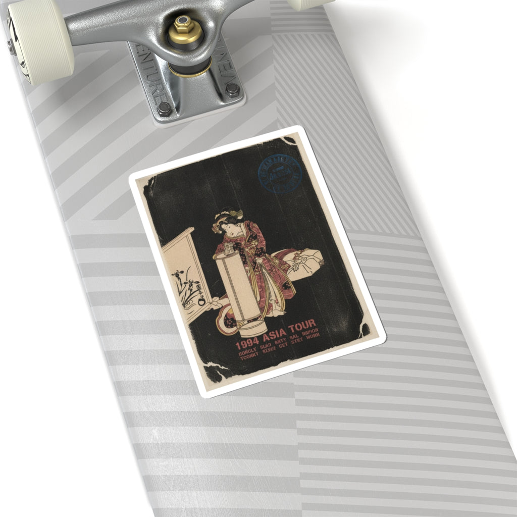 Vintage Bootleg — Young Woman Leaning Over A Tall Lamp — Kiss-Cut Sticker