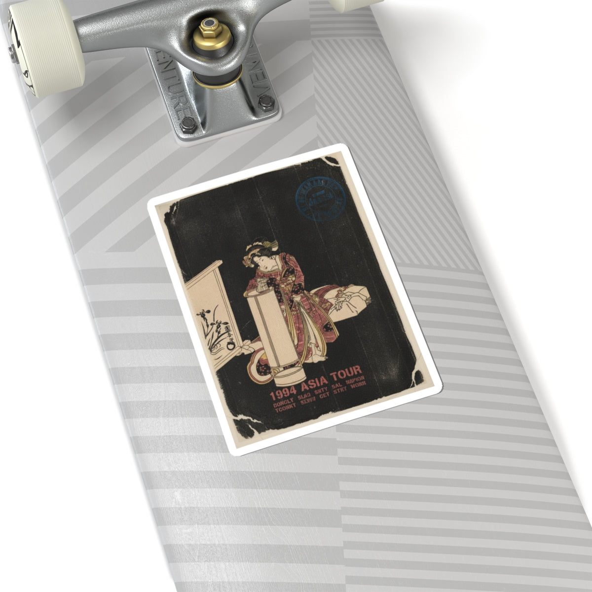 Vintage Bootleg — Young Woman Leaning Over A Tall Lamp — Kiss-Cut Sticker
