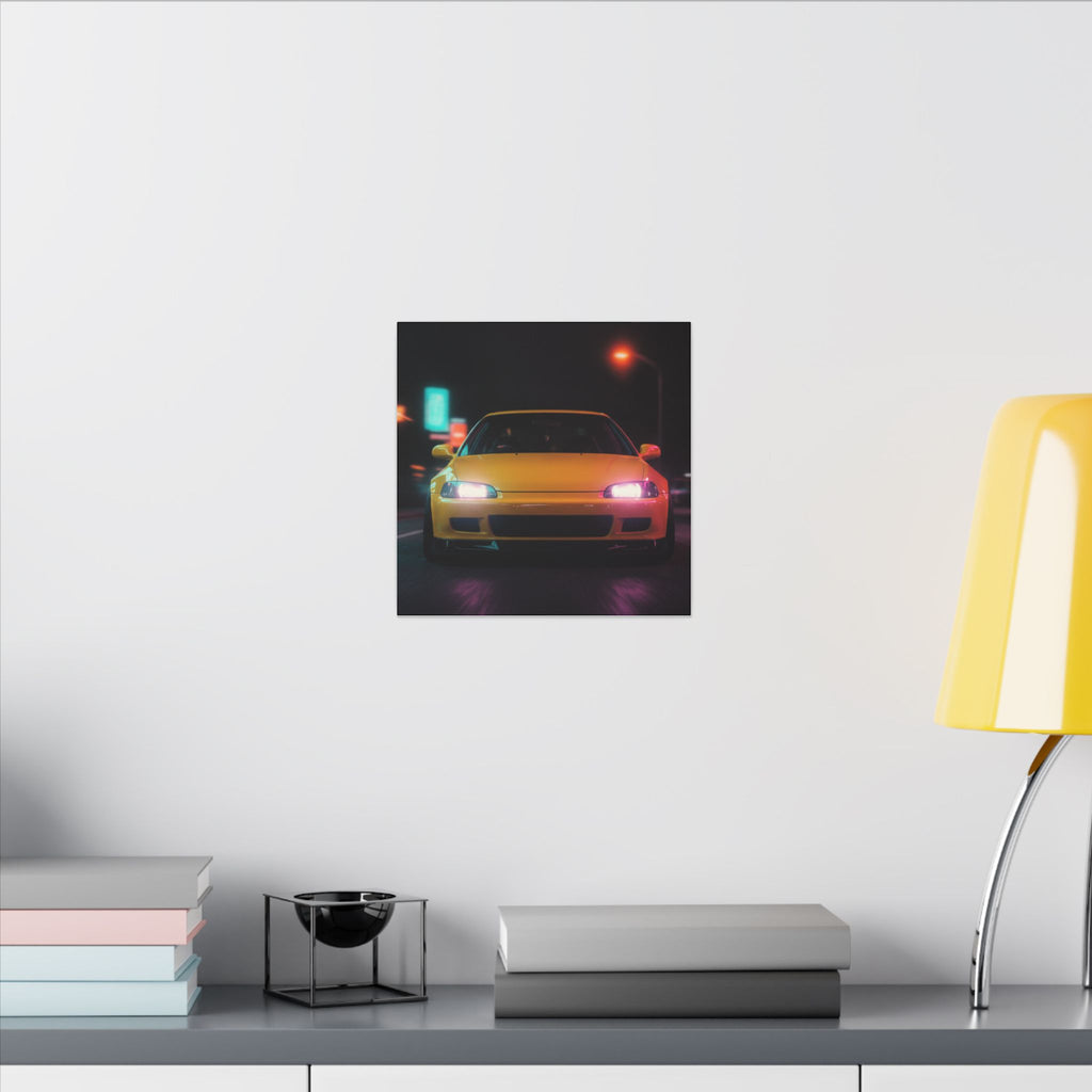 Neon Night JDM Yellow Coupe Street Matte Canvas