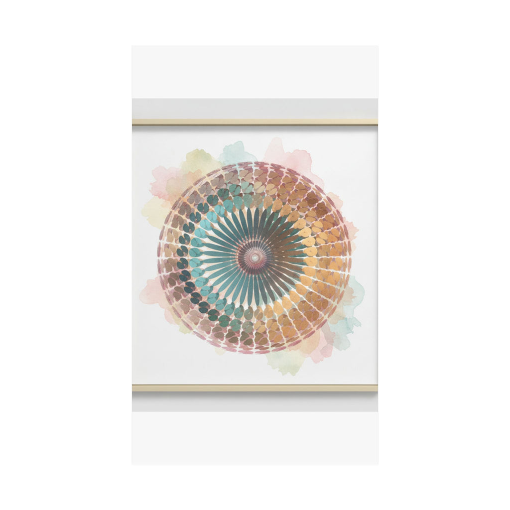 Terracotta and Teal Watercolour Spiral Mandala Poster
