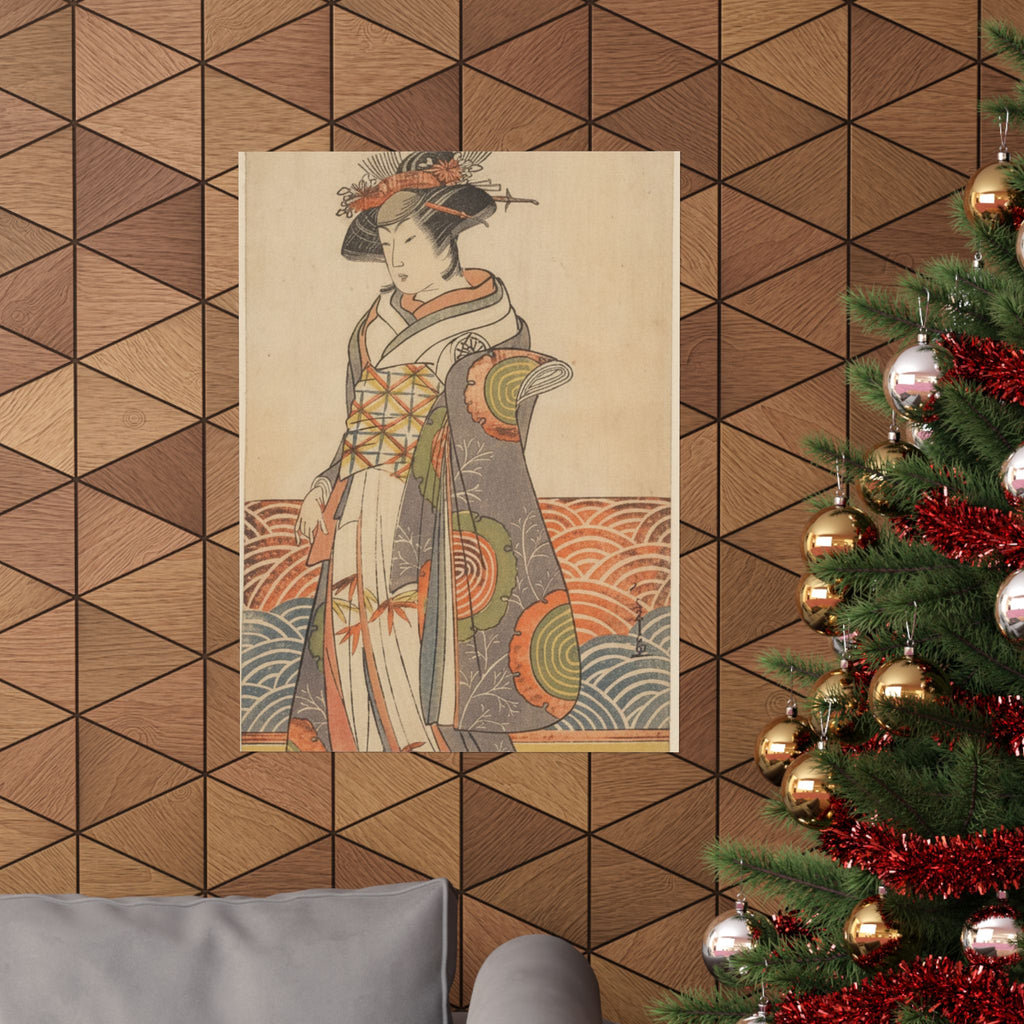 Product Marketing — The Third Segawa Kikunojo As A Woman Standing In A Room Having A Wave-Pattern Da — Matte Poster