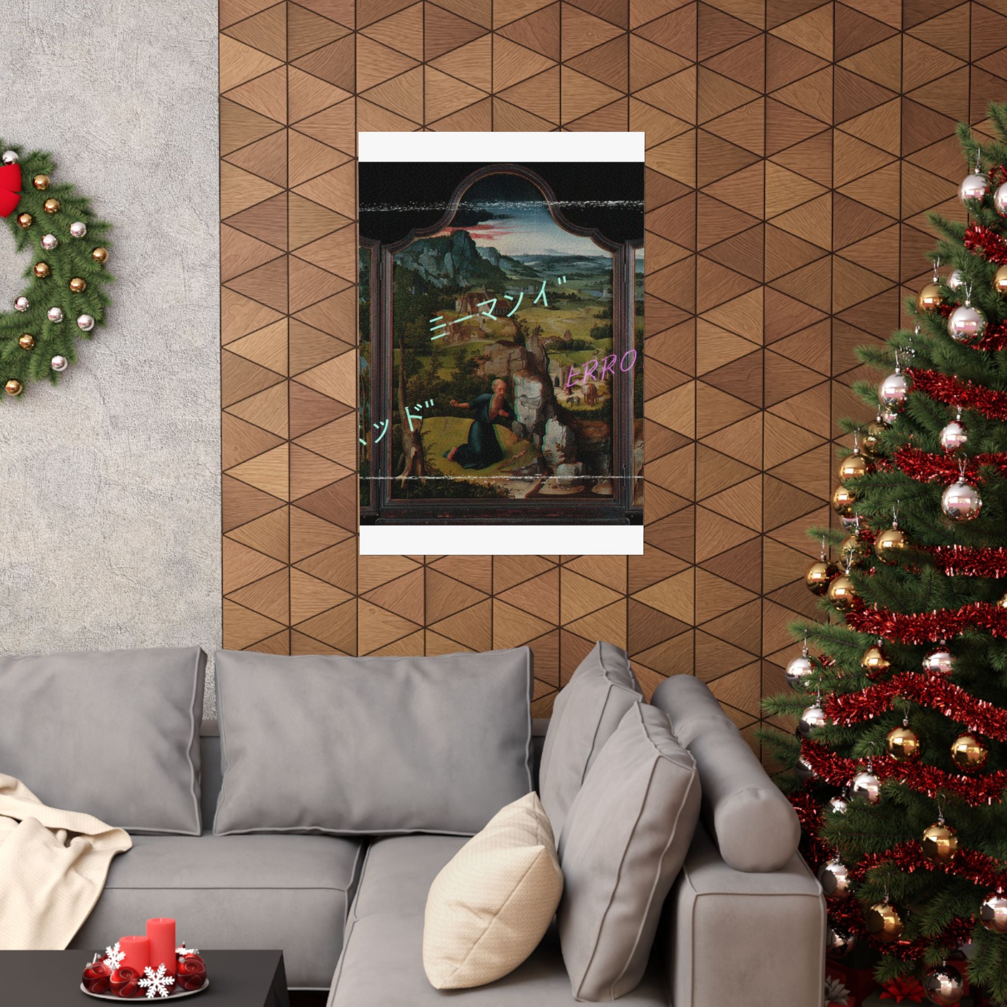 Glitched Renaissance Triptych Vaporwave ERROR Matte Poster