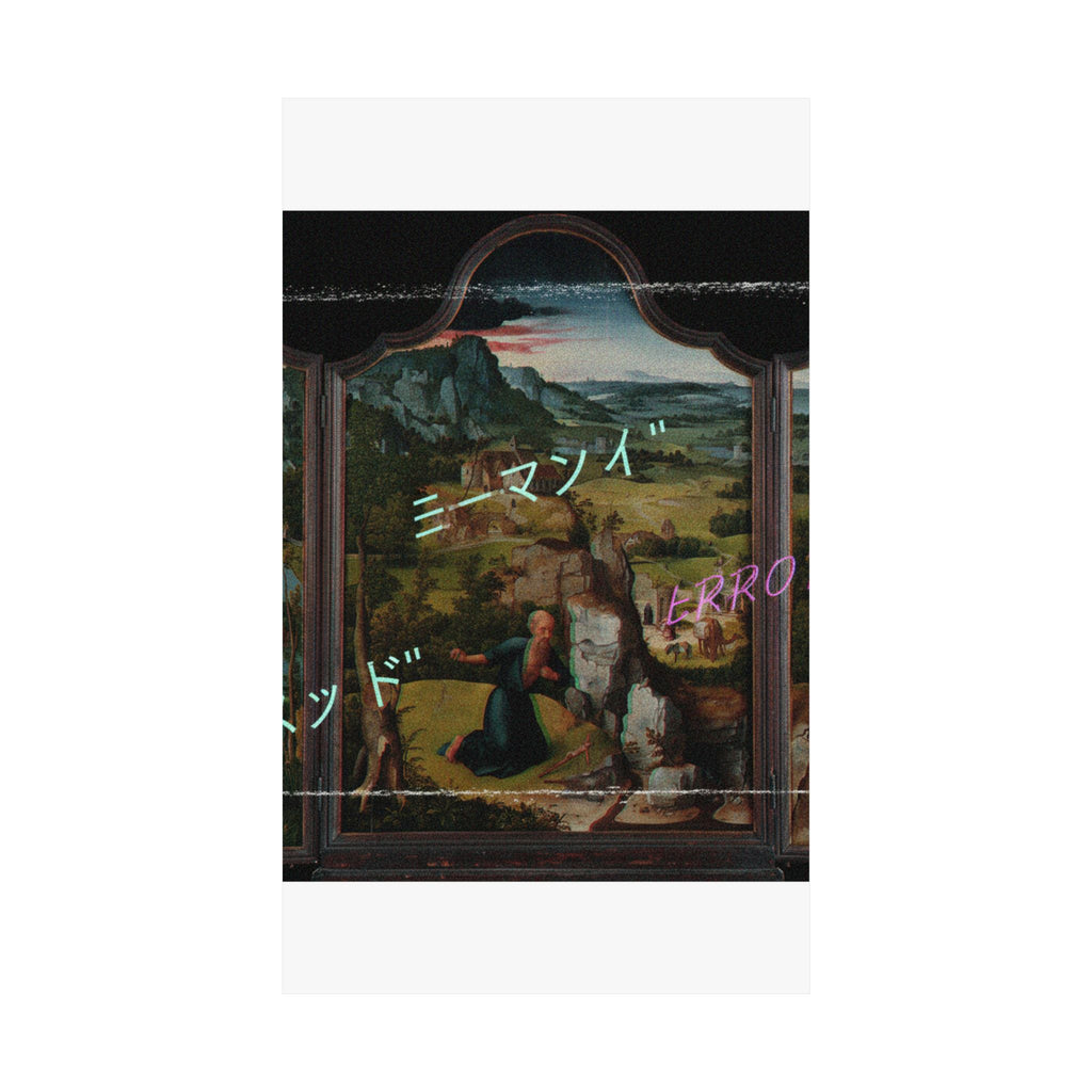 Glitched Renaissance Triptych Vaporwave ERROR Matte Poster