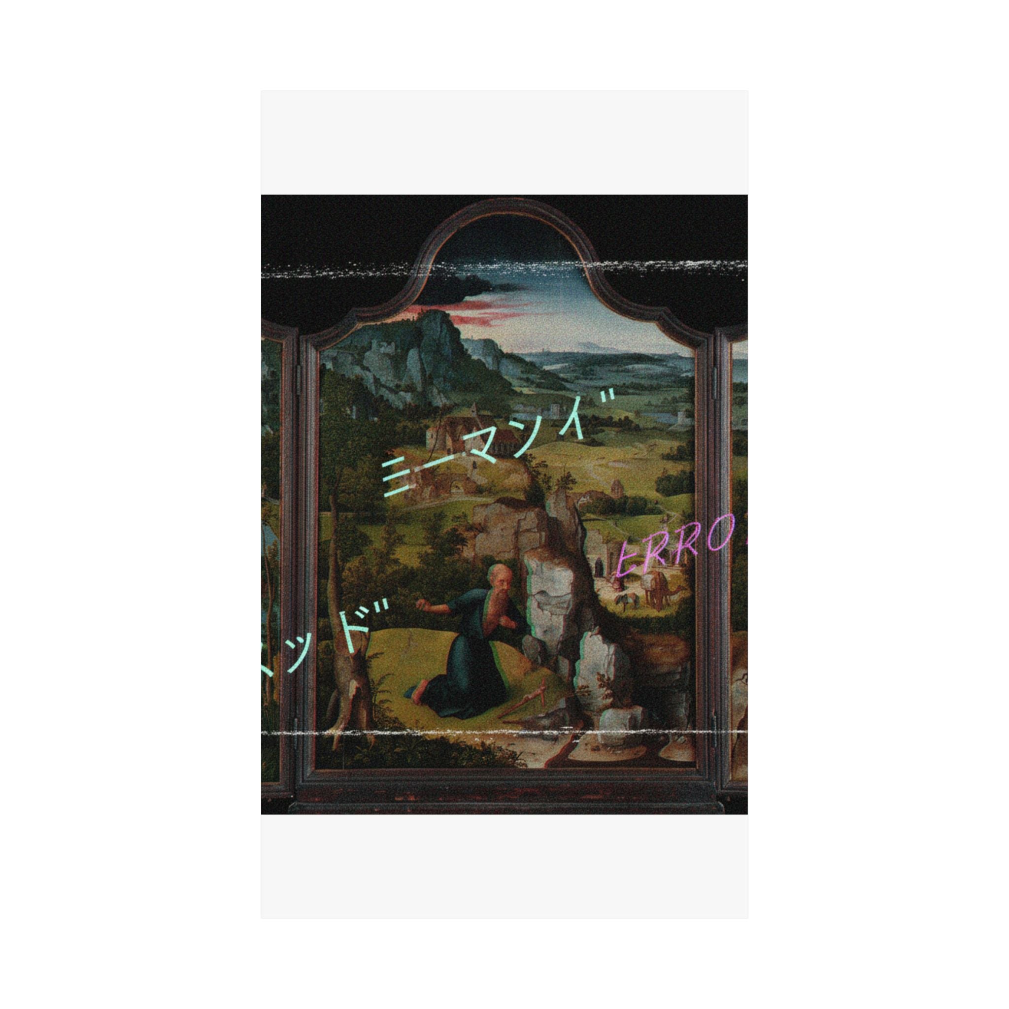 Glitched Renaissance Triptych Vaporwave ERROR Matte Poster