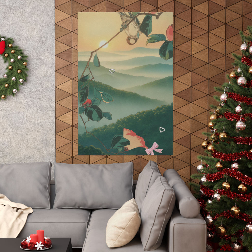 Scenic Nature — Camellia And Bullfinch — Matte Poster