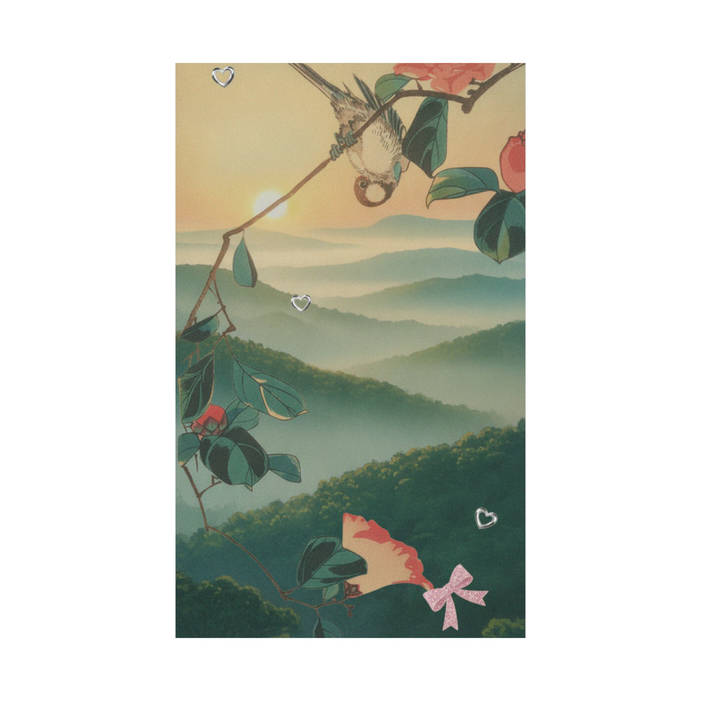 Scenic Nature — Camellia And Bullfinch — Matte Poster
