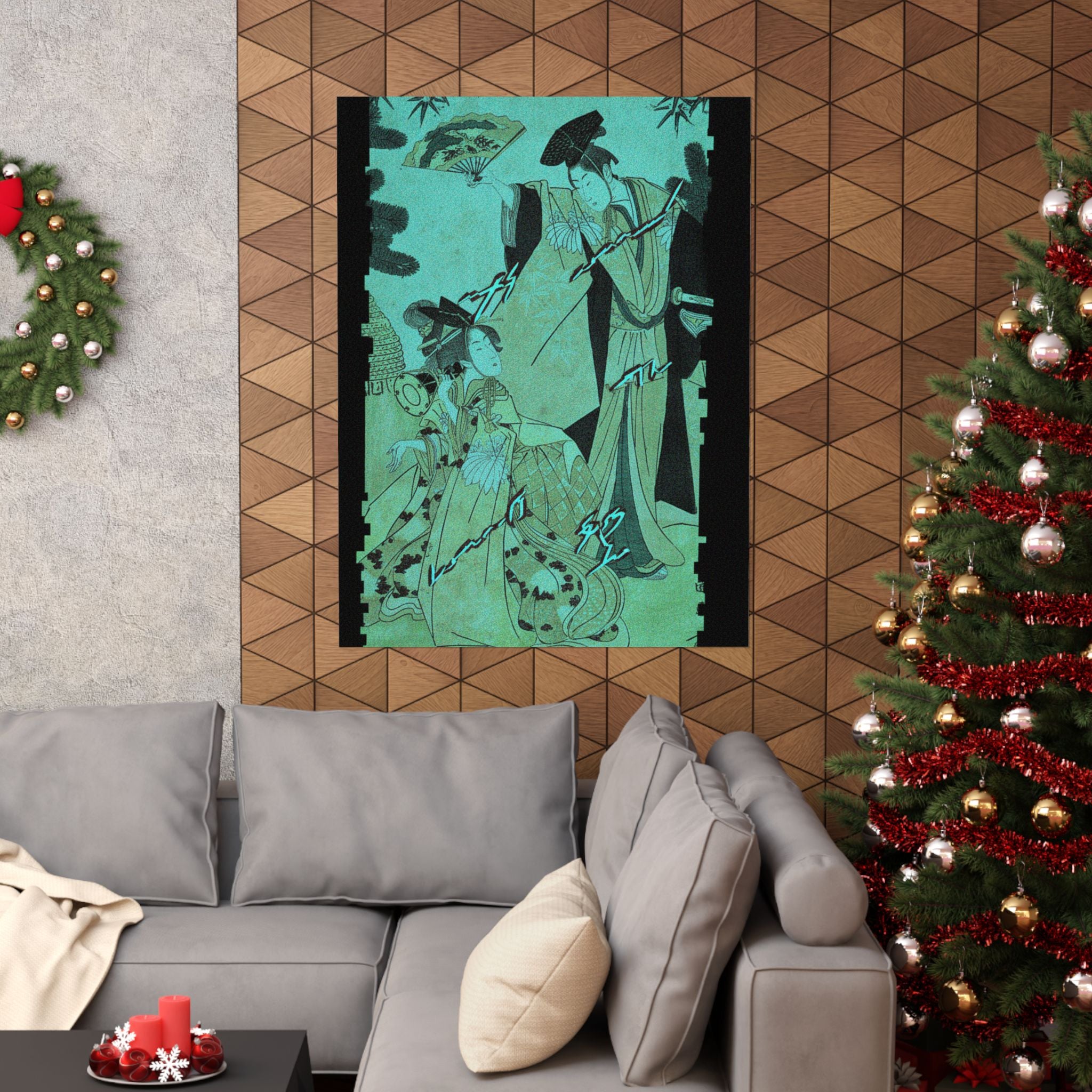 Glitch Culture — Young Lady With Drum And Man With Fan Saluting Her — Matte Poster
