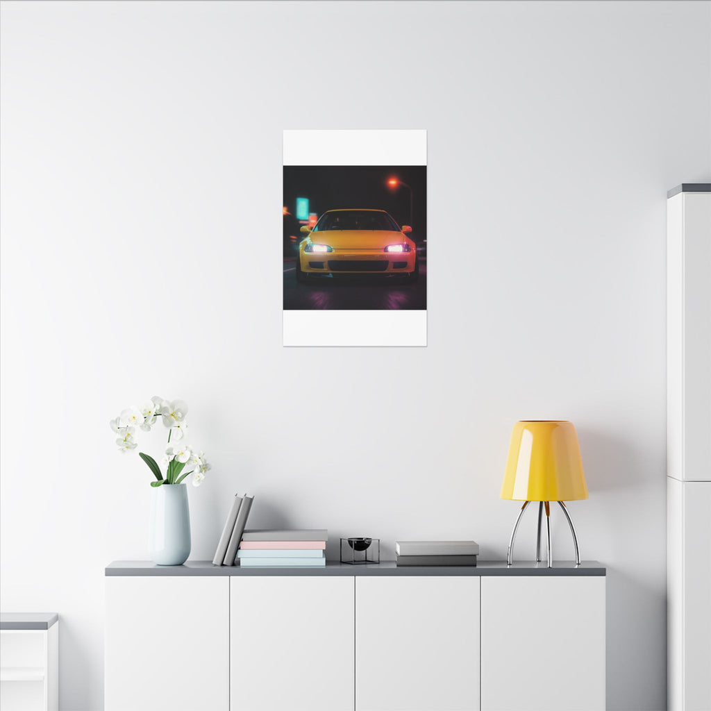Neon Night JDM Yellow Coupe Street Matte Canvas
