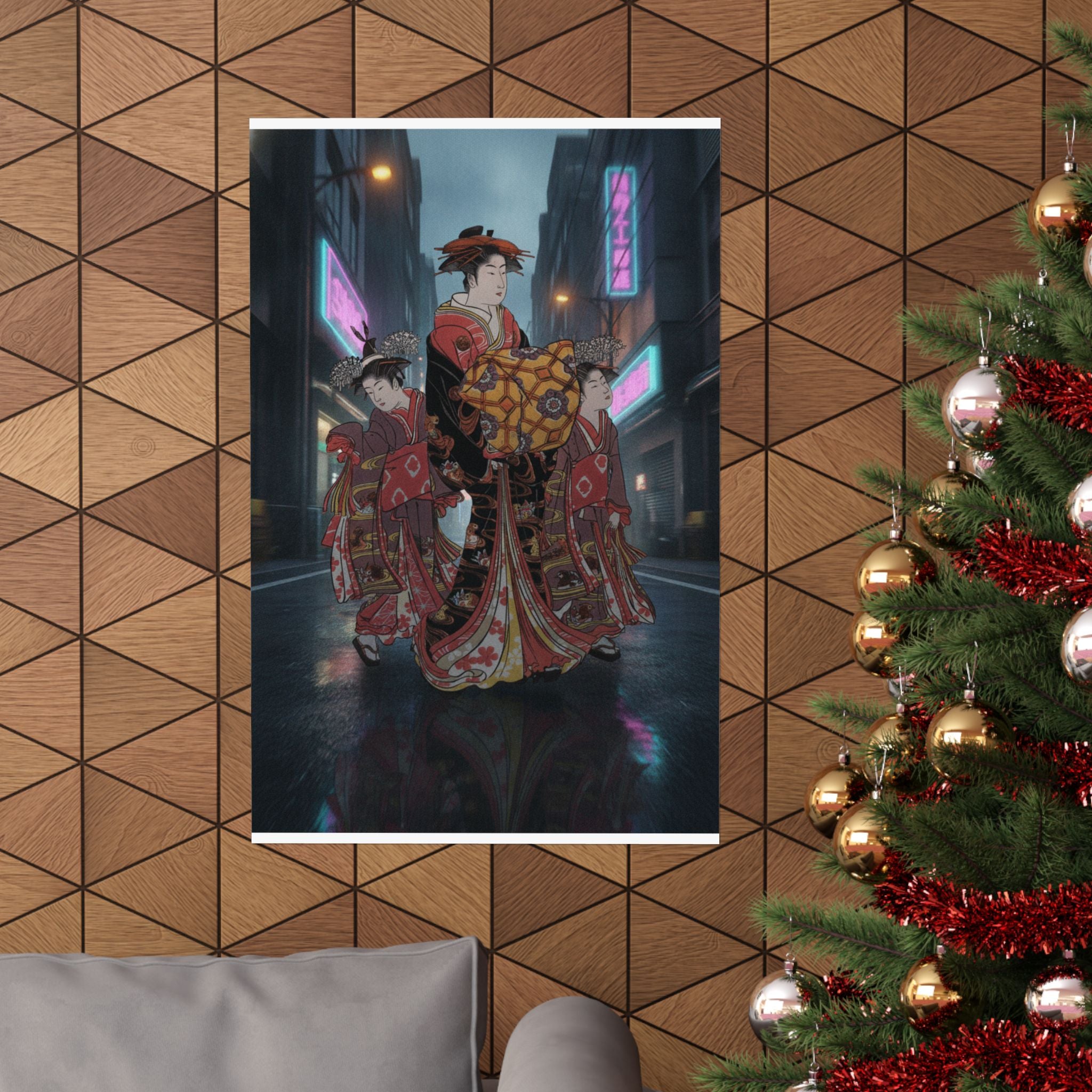 Fast Furious — An Oiran Accompanied By Two Kamuro — Matte Poster
