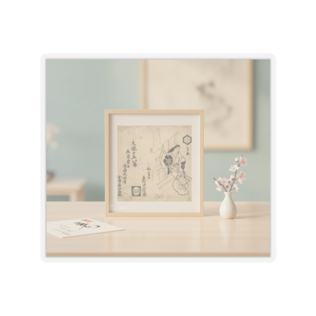 Product Marketing — The Courtesan Takao Leaving Against A Window — Kiss-Cut Sticker