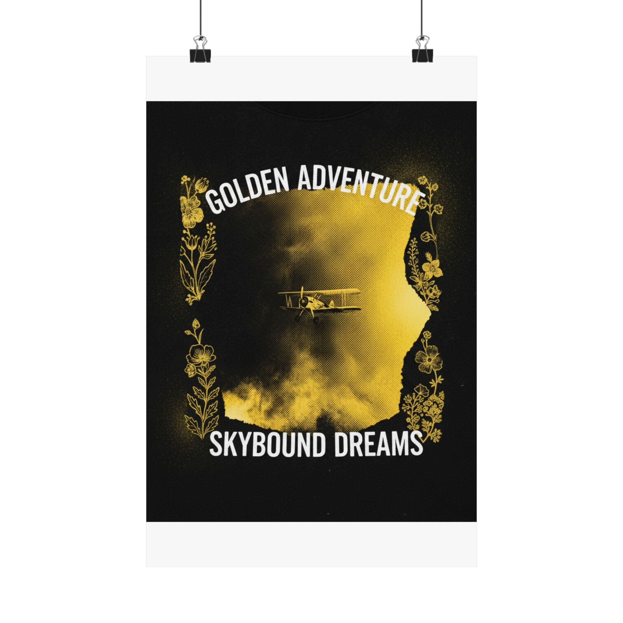 Golden Adventure Skybound Dreams Biplane Art Poster