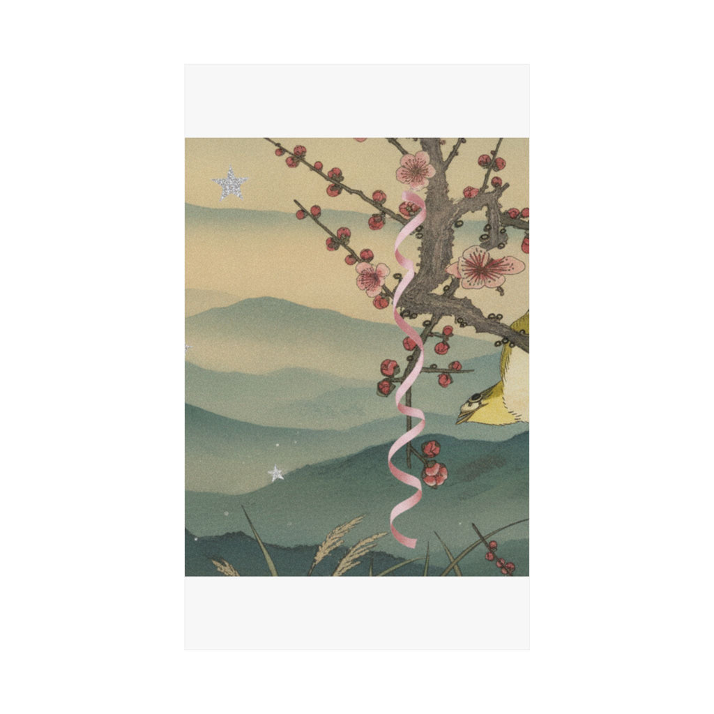 Scenic Nature — Bush Warbler On A Plum Branch (Ume Ni Uguisu) — Matte Poster