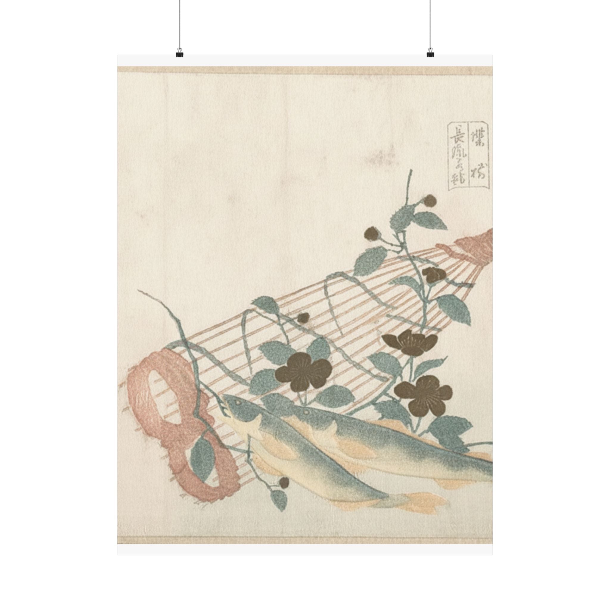 Botanical — Sweet Fishes Of The Nagara River, With Baskets And Flowers — Matte Poster