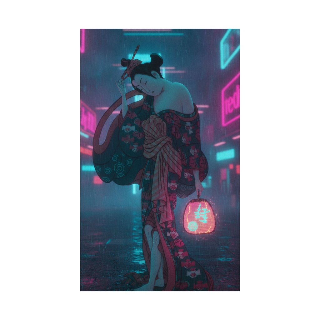 Neon Noir — Summer Willow In The Breeze — Matte Poster
