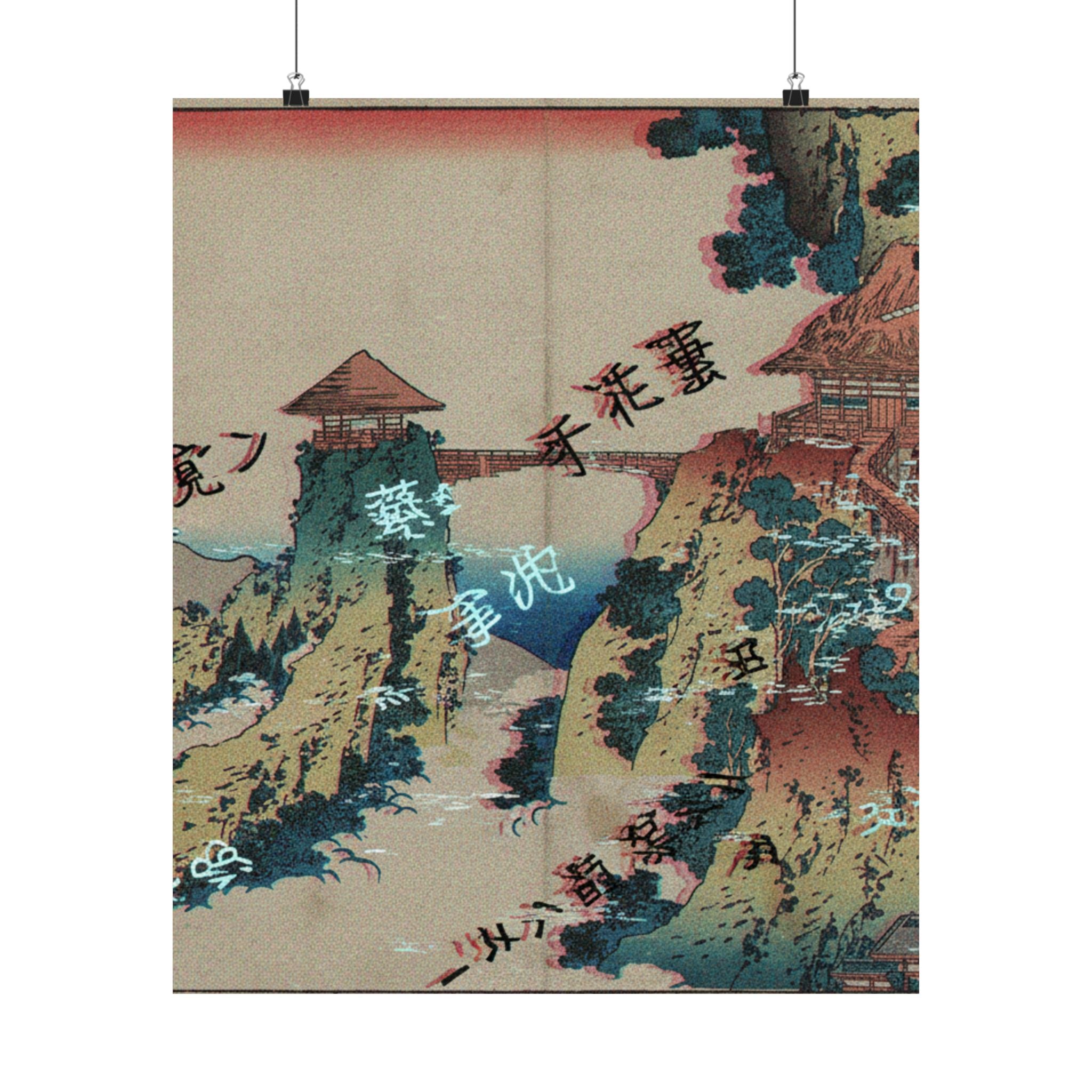 Glitch Culture — The Hanging-Cloud Bridge At Mount Gyōdō Near Ashikaga (Ashikaga Gyōdōzan Kumo No — Matte Poster