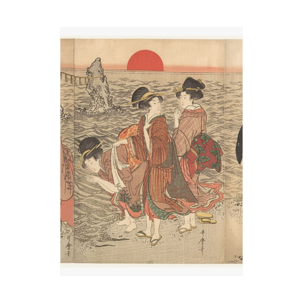 Ecommerce Main — Women Worshipping The Rising Sun Between The Twin Rocks At Ise — Matte Poster