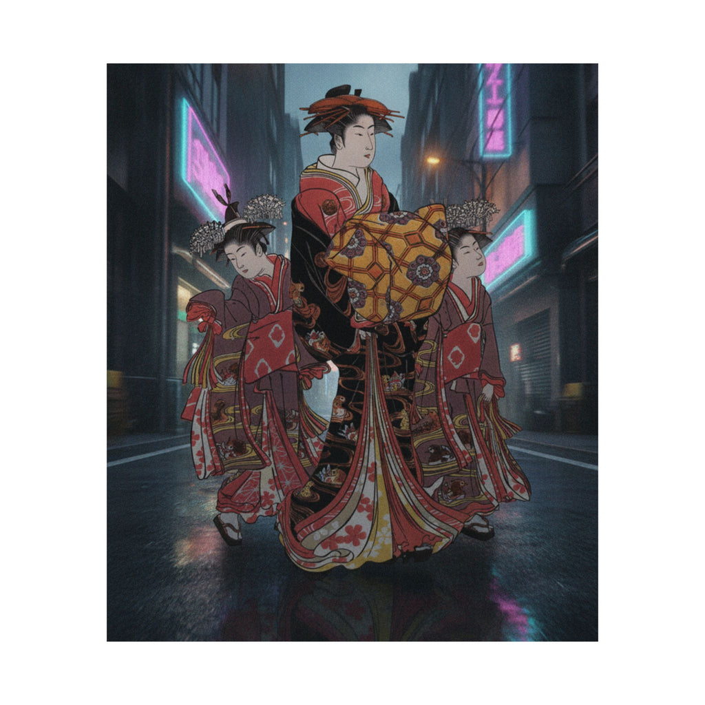 Fast Furious — An Oiran Accompanied By Two Kamuro — Matte Poster