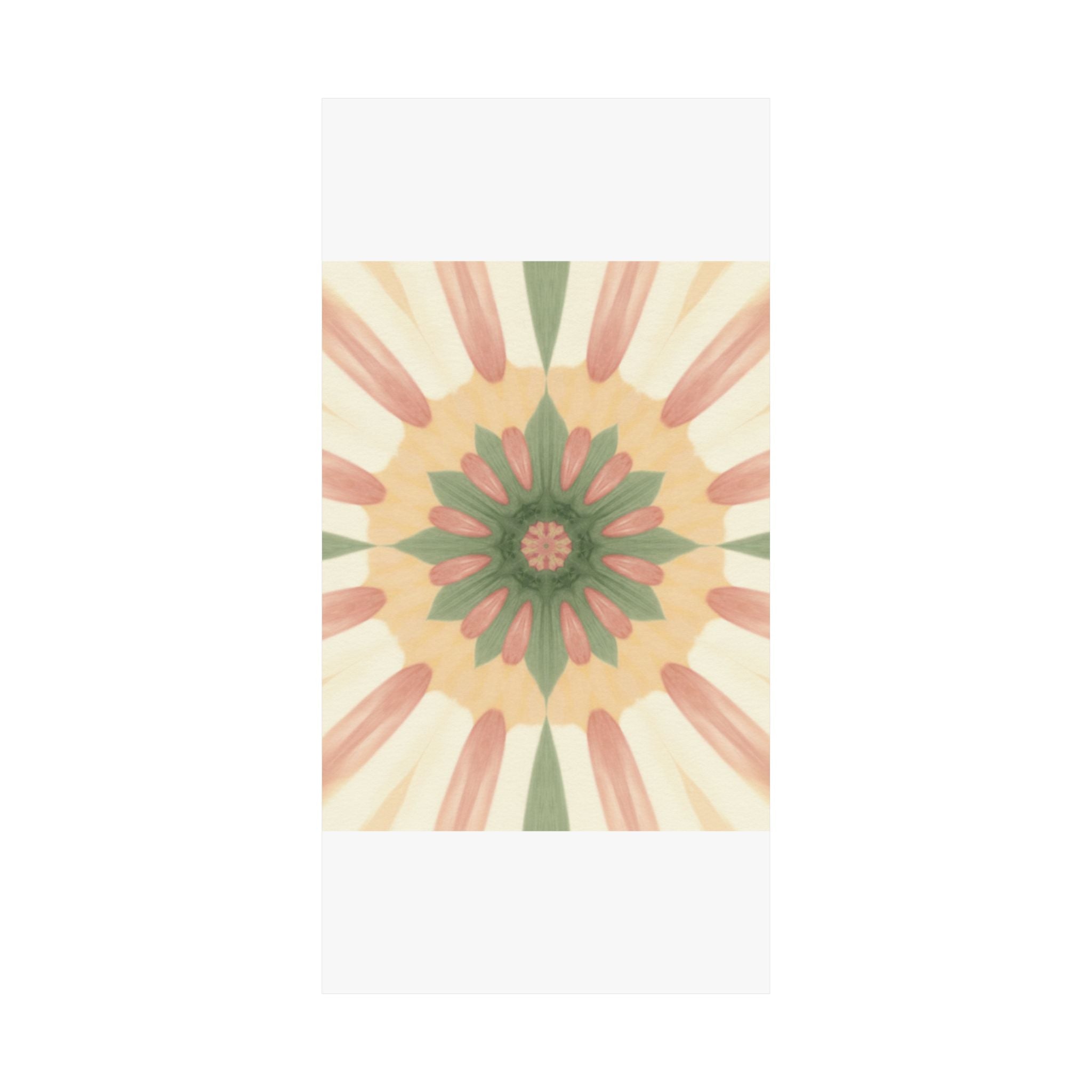 Peach and Sage Floral Kaleidoscope Mandala Poster