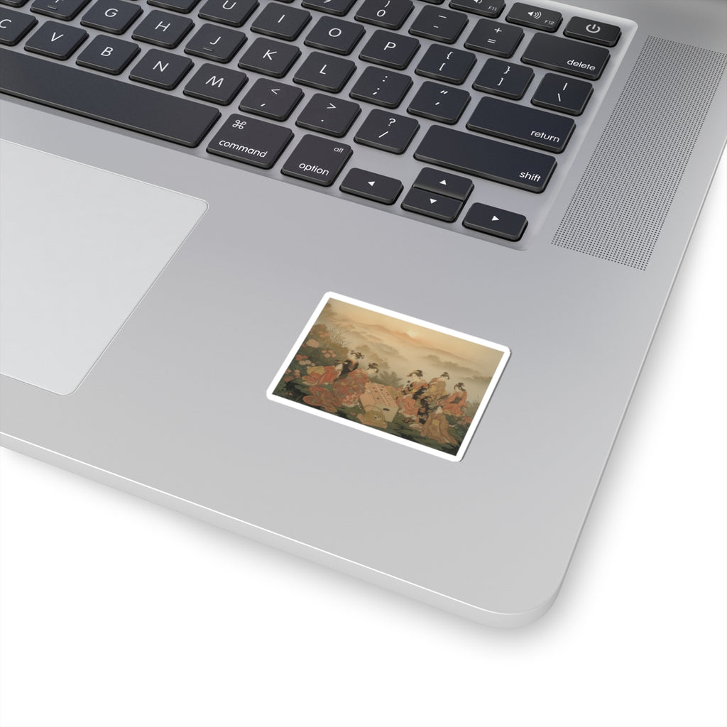 Scenic Nature — Two Young Women Playing A Game Of Sugoroku — Kiss-Cut Sticker