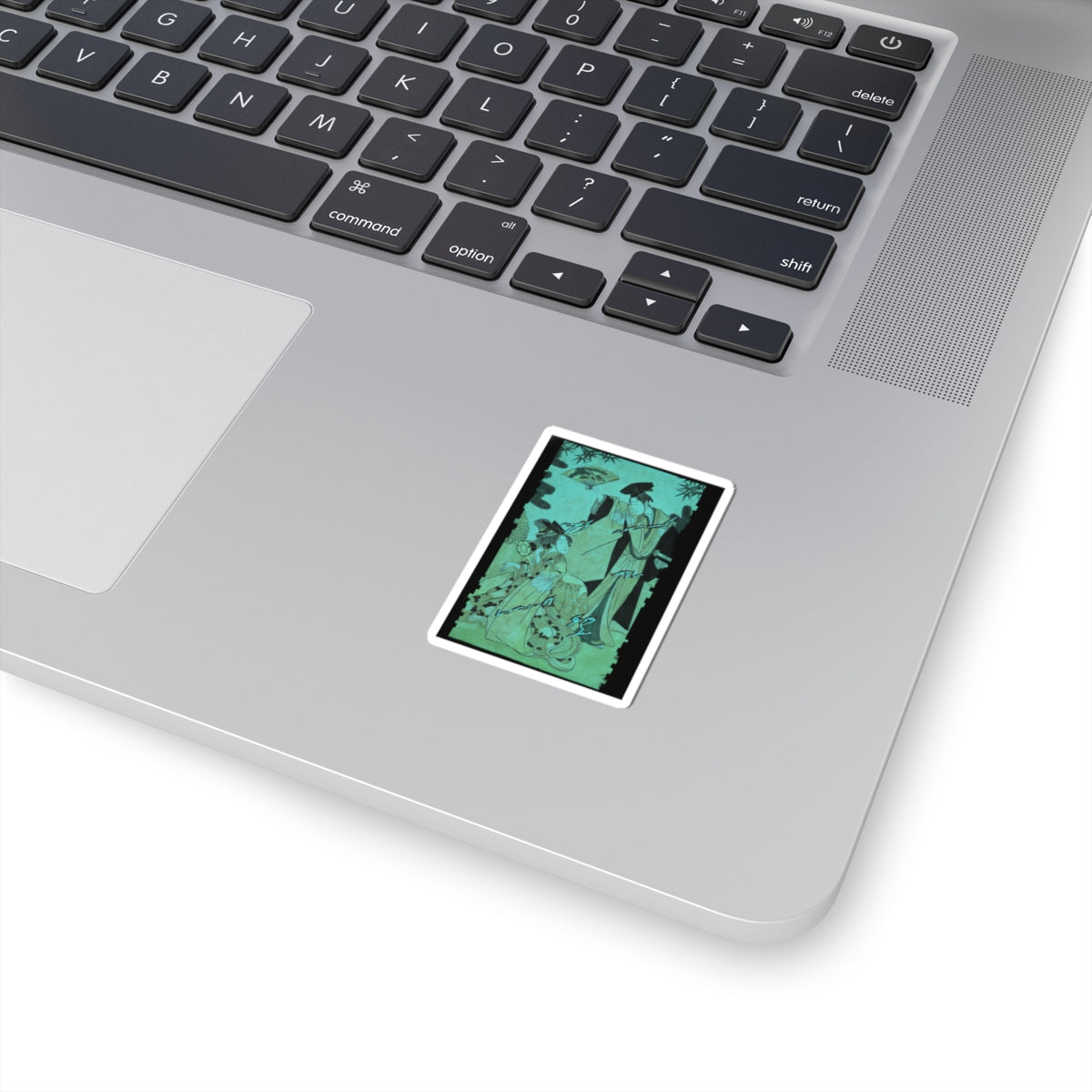 Glitch Culture — Young Lady With Drum And Man With Fan Saluting Her — Kiss-Cut Sticker