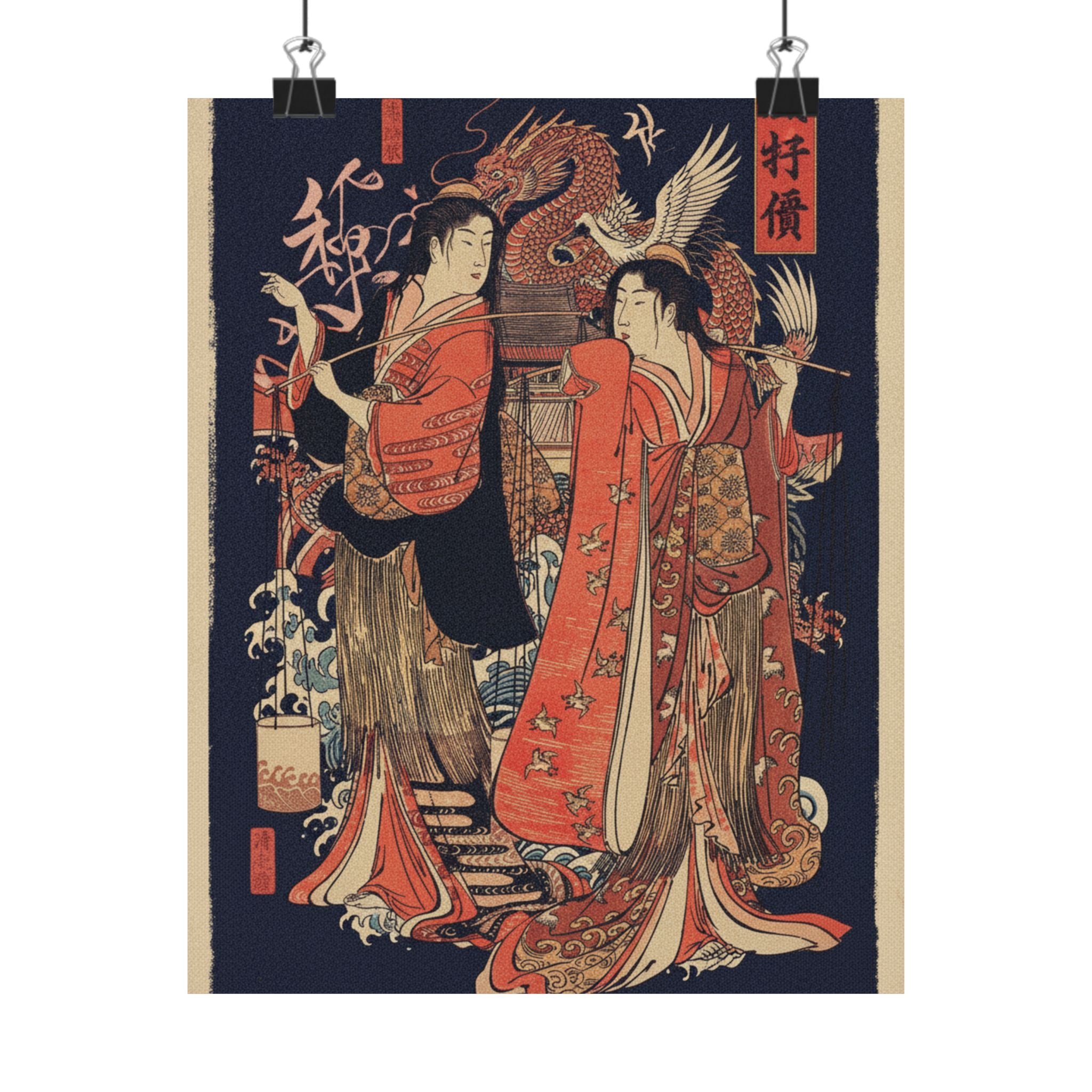 Japanese Street — The Dance Of The Beach Maidens From The Series Brocade Of The East — Matte Poster