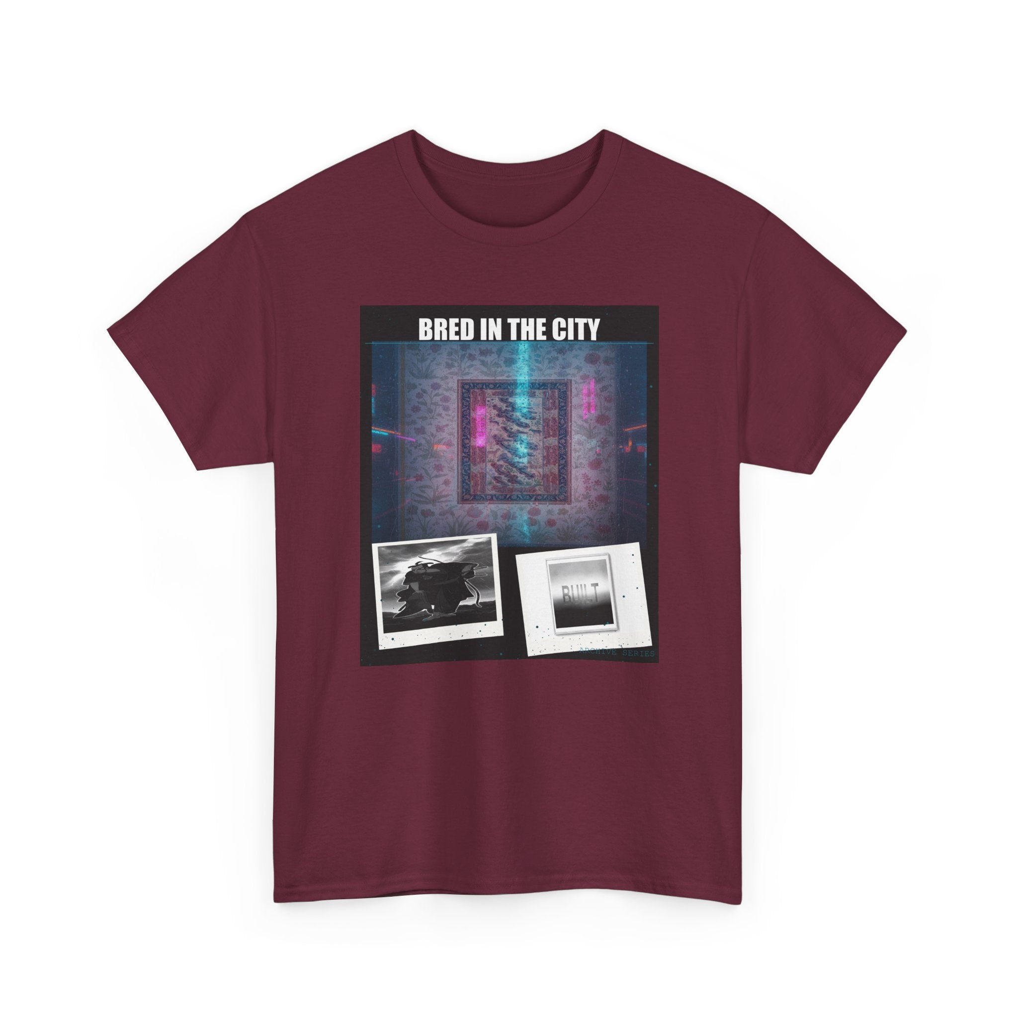 BRED IN THE CITY Neon Glitch Collage Graphic Tee