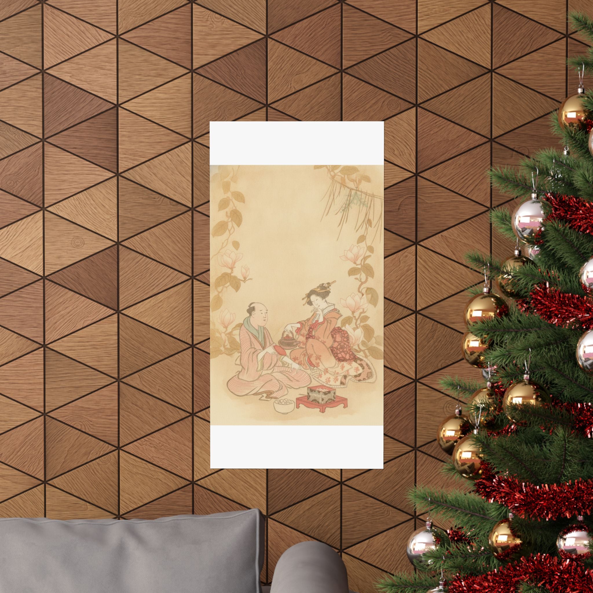 Southern Sunset — Woman Entertaining Her Guest With New Year Wine — Matte Poster