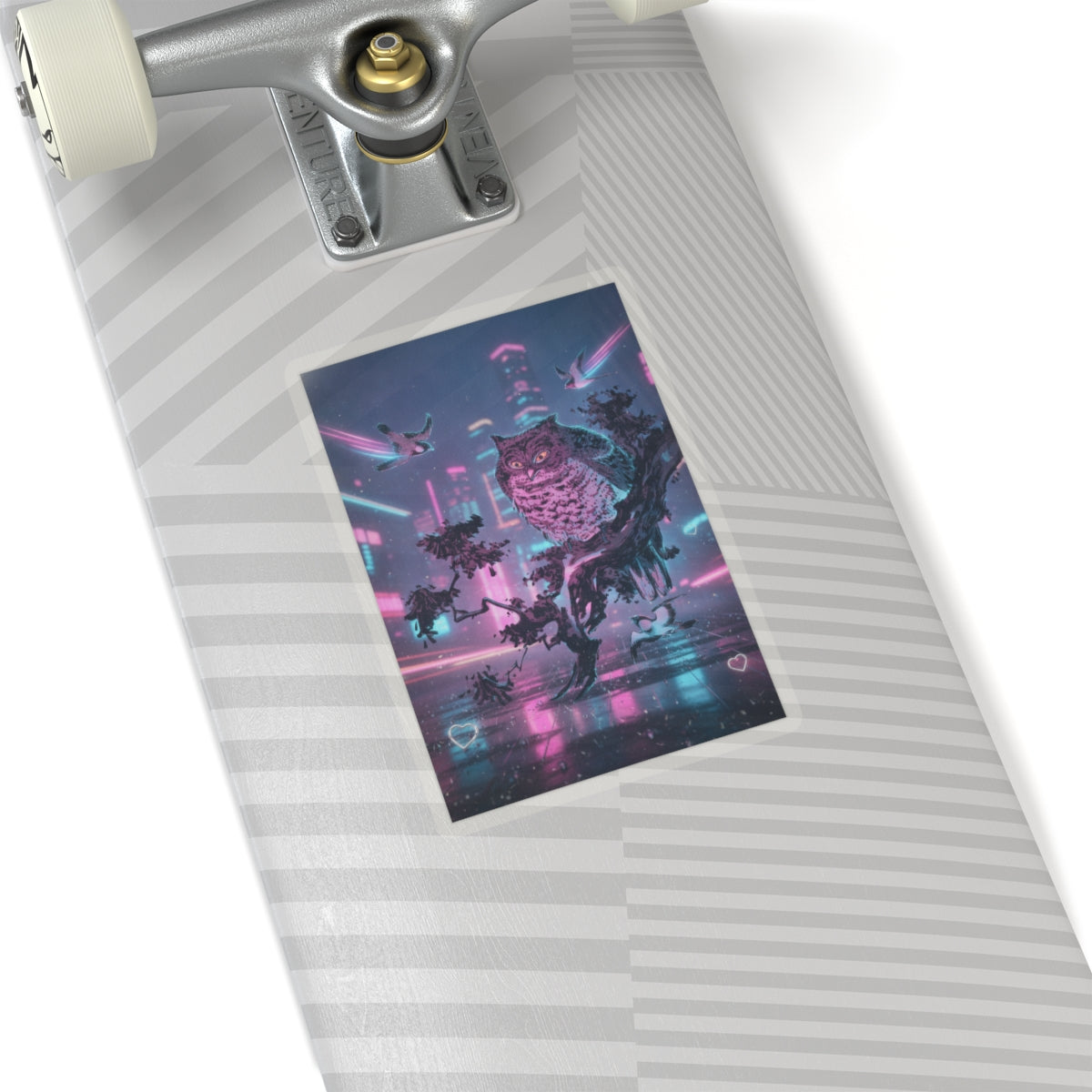 Neon Noir — Owl And Two Swallows — Kiss-Cut Sticker