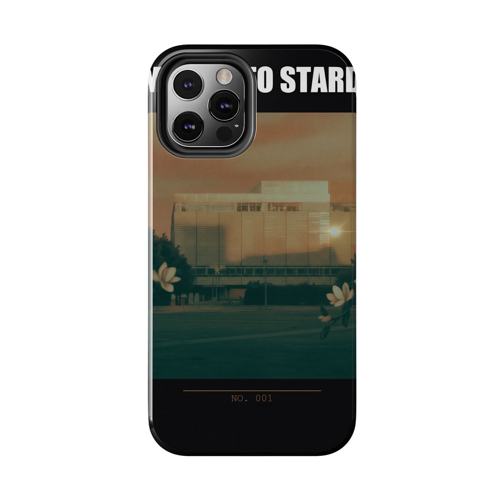 Dusk Brutalist Building and Daisies Photo Phone Case
