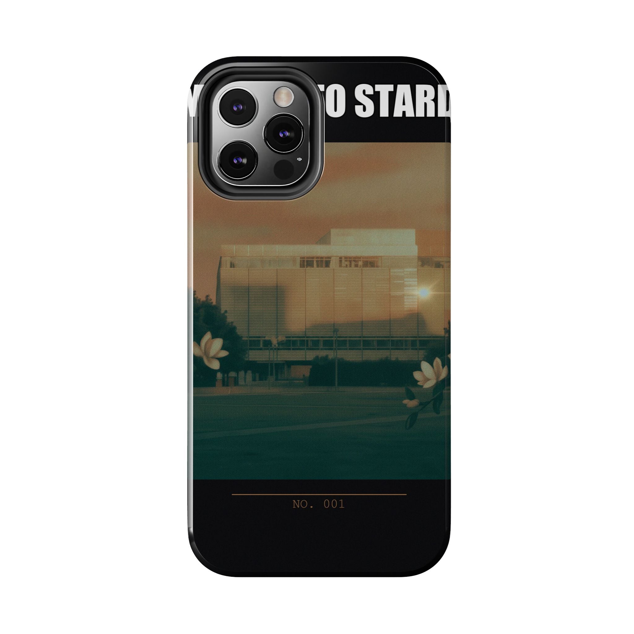 Dusk Brutalist Building and Daisies Photo Phone Case