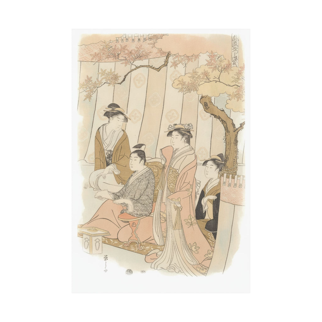 Watercolor — Prince Genji And Three Young Women — Matte Poster