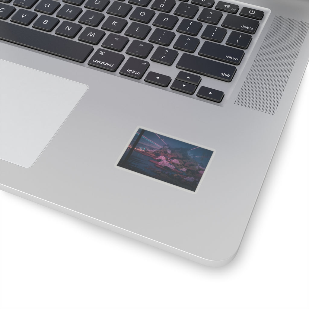 Neon Noir — Tenpōzan At The Mouth Of The Aji River In Settsu Province (Sesshū Ajikawaguchi T — Kiss-Cut Sticker