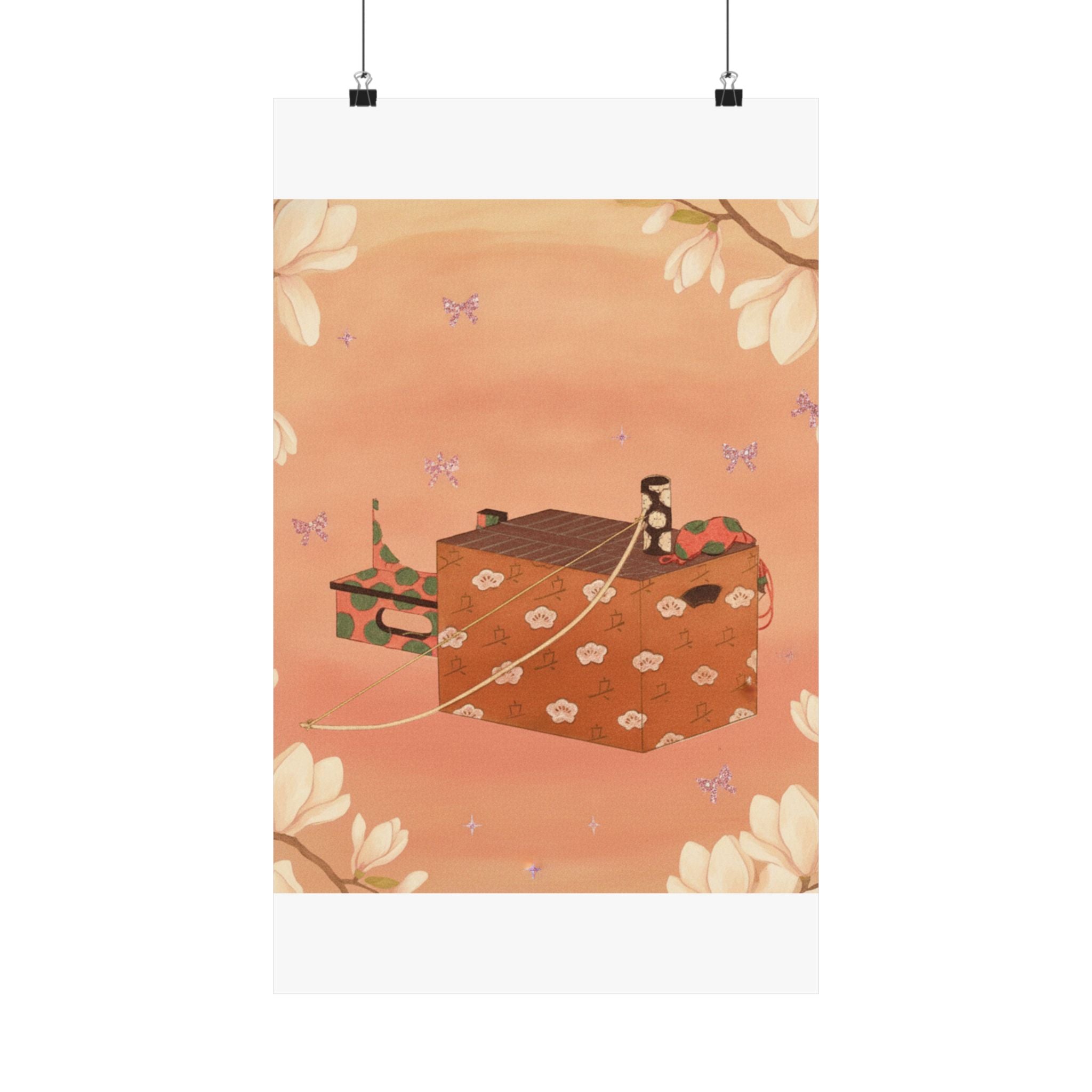 Southern Sunset — Box For Sugoroku Game (A Kind Of Backgammon), Bow And Drum — Matte Poster