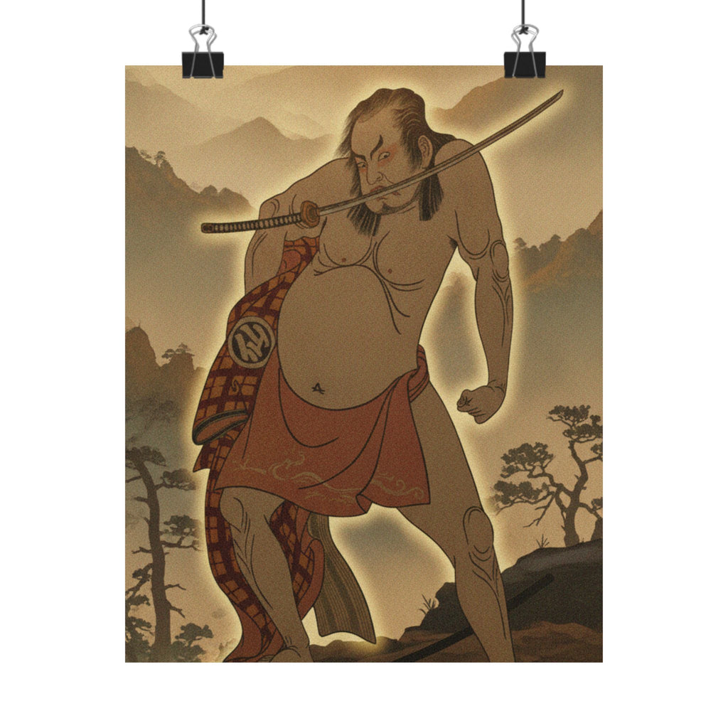 Scenic Nature — The Second Nakamura Sukegoro As A Man Entirely Nude Save For Loin Cloth — Matte Poster