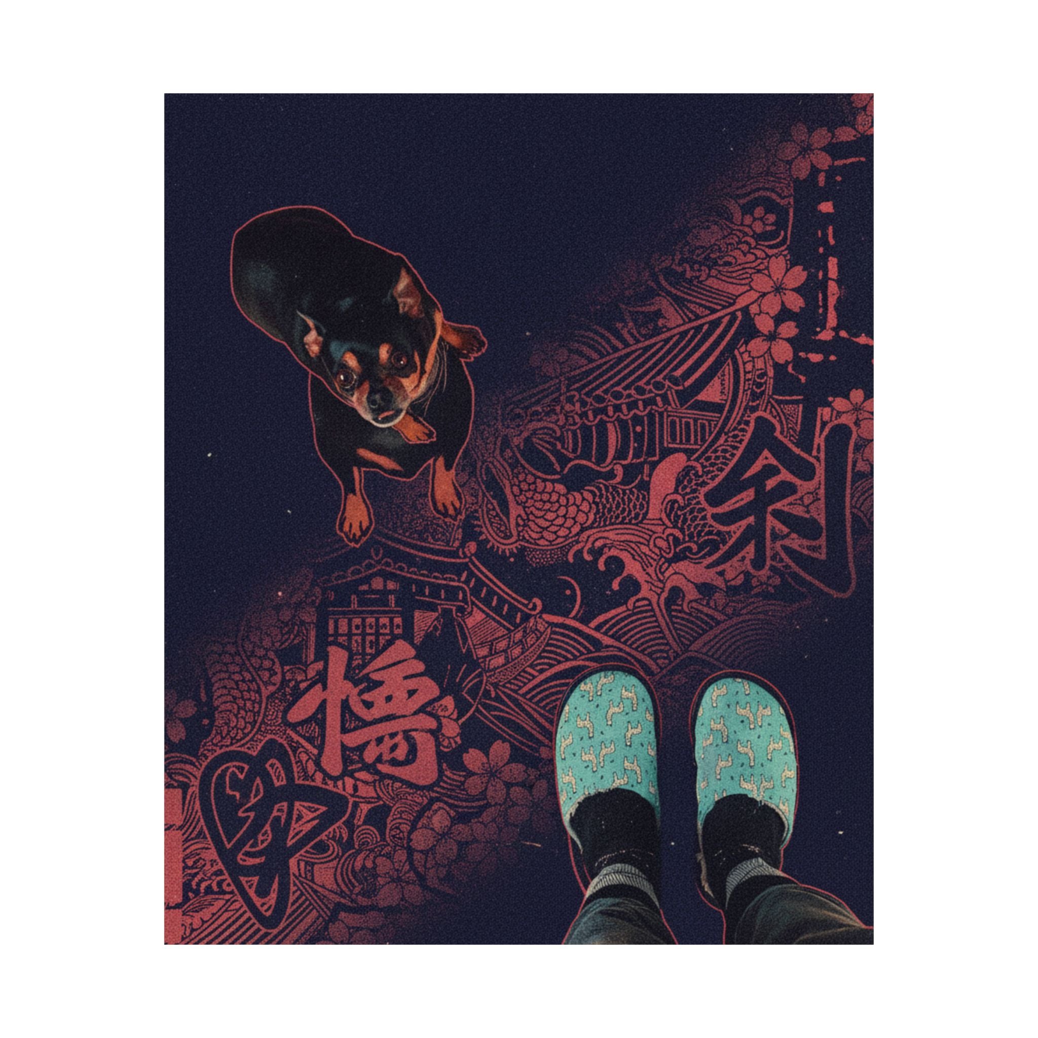 Japanese Street — Dog — Matte Poster