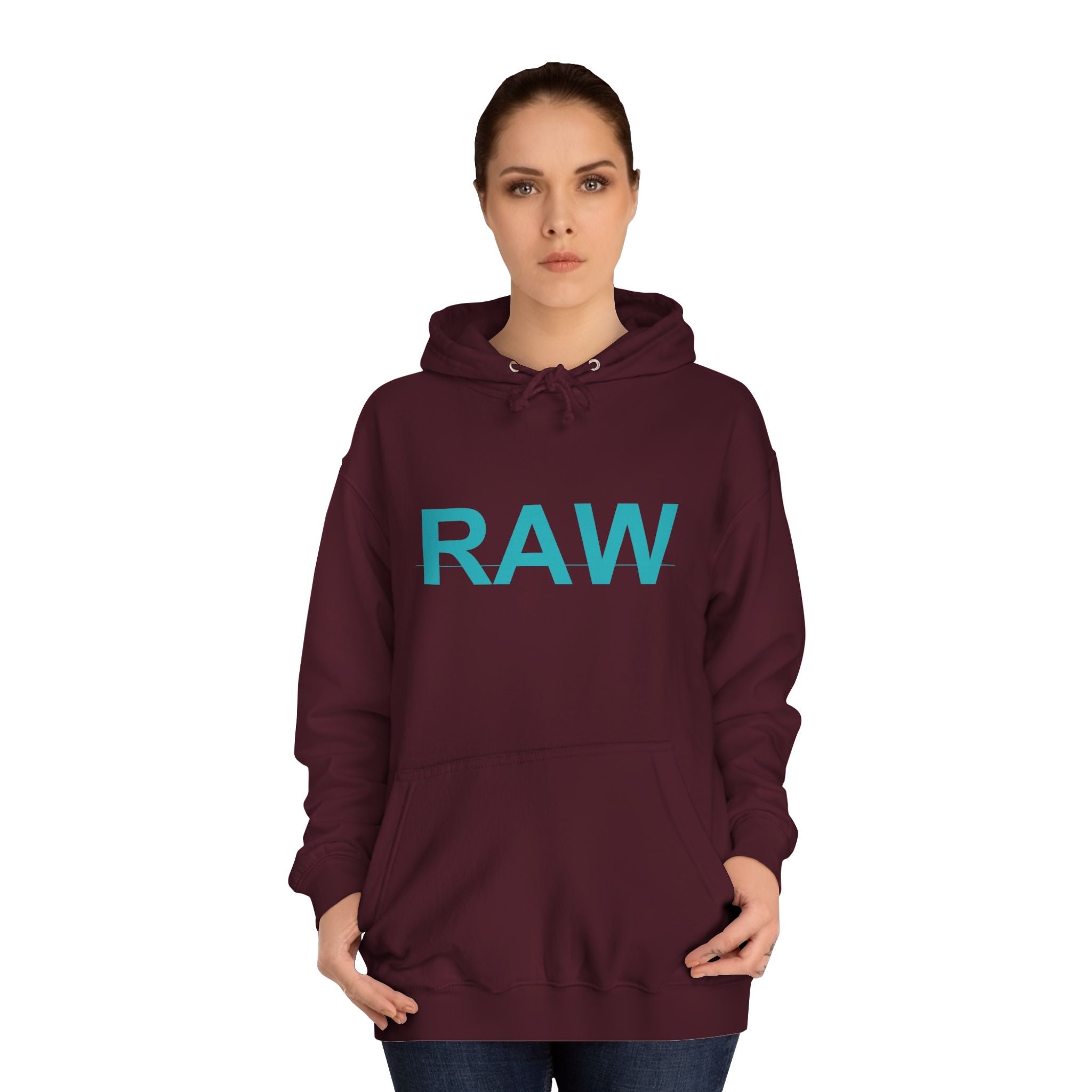 RAW Teal Capital Letter Minimalist Statement Hoodie
