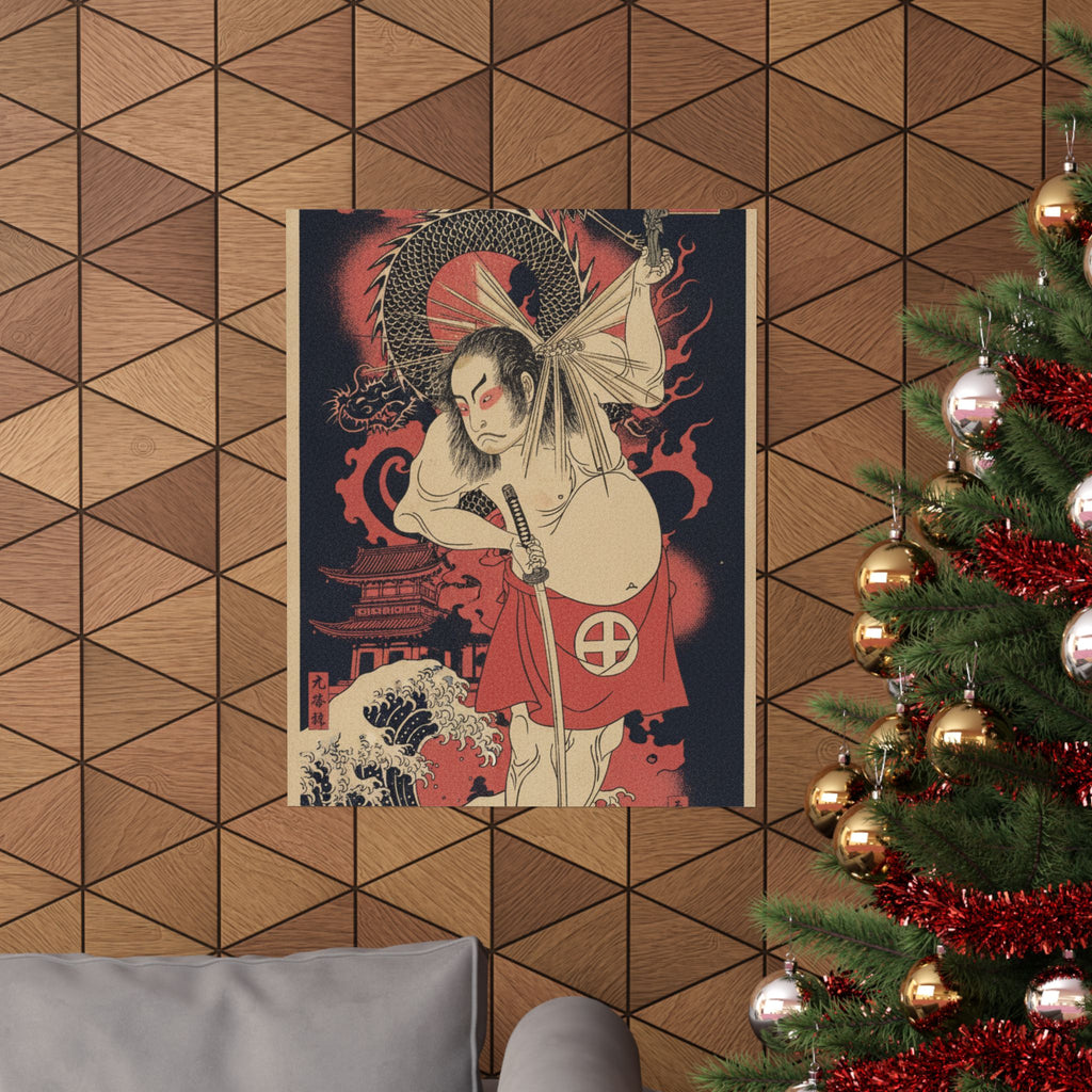 Japanese Street — The Third Otani Hiroji As A Man Clothed Only With A Red Apron — Matte Poster