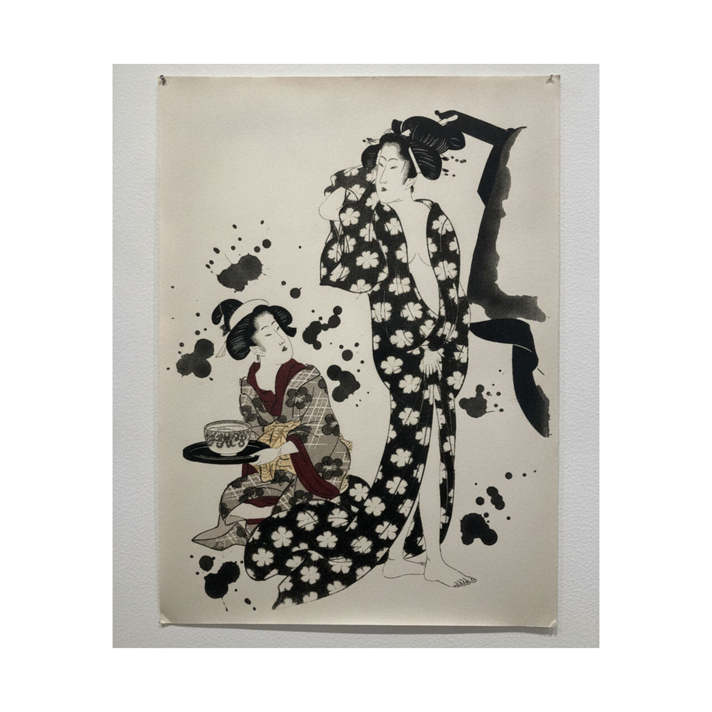Watercolor — Young Woman Making Her Toilet — Matte Poster