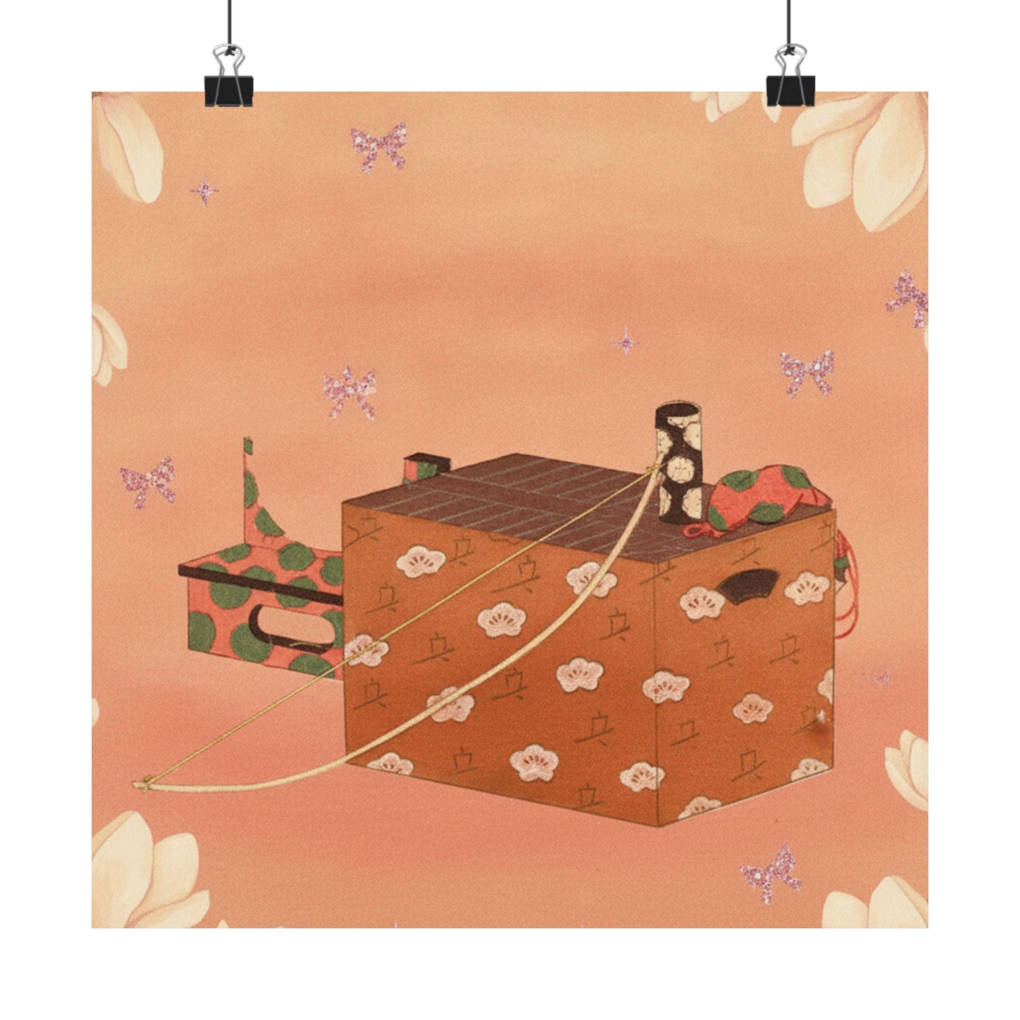 Southern Sunset — Box For Sugoroku Game (A Kind Of Backgammon), Bow And Drum — Matte Poster