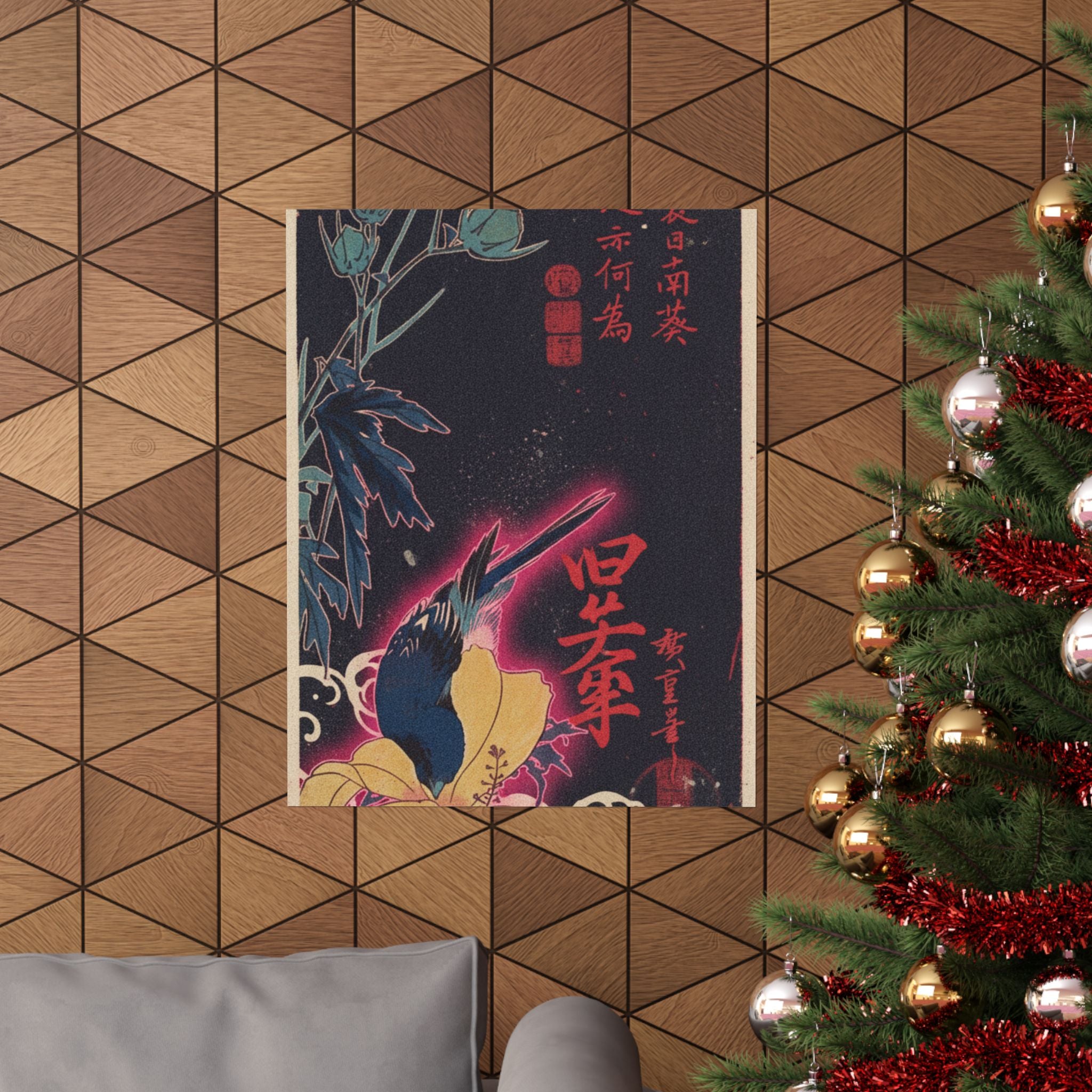 Japanese Street — Blue Bird — Matte Poster