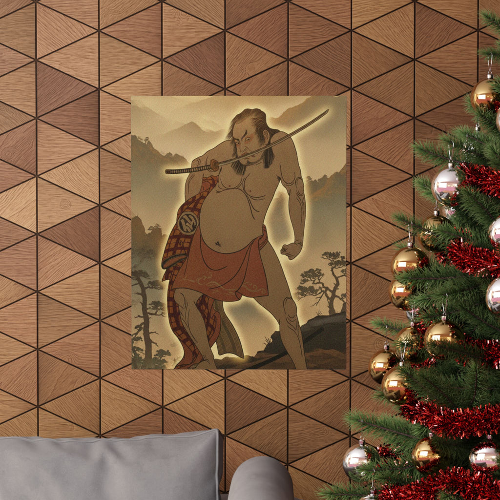 Scenic Nature — The Second Nakamura Sukegoro As A Man Entirely Nude Save For Loin Cloth — Matte Poster