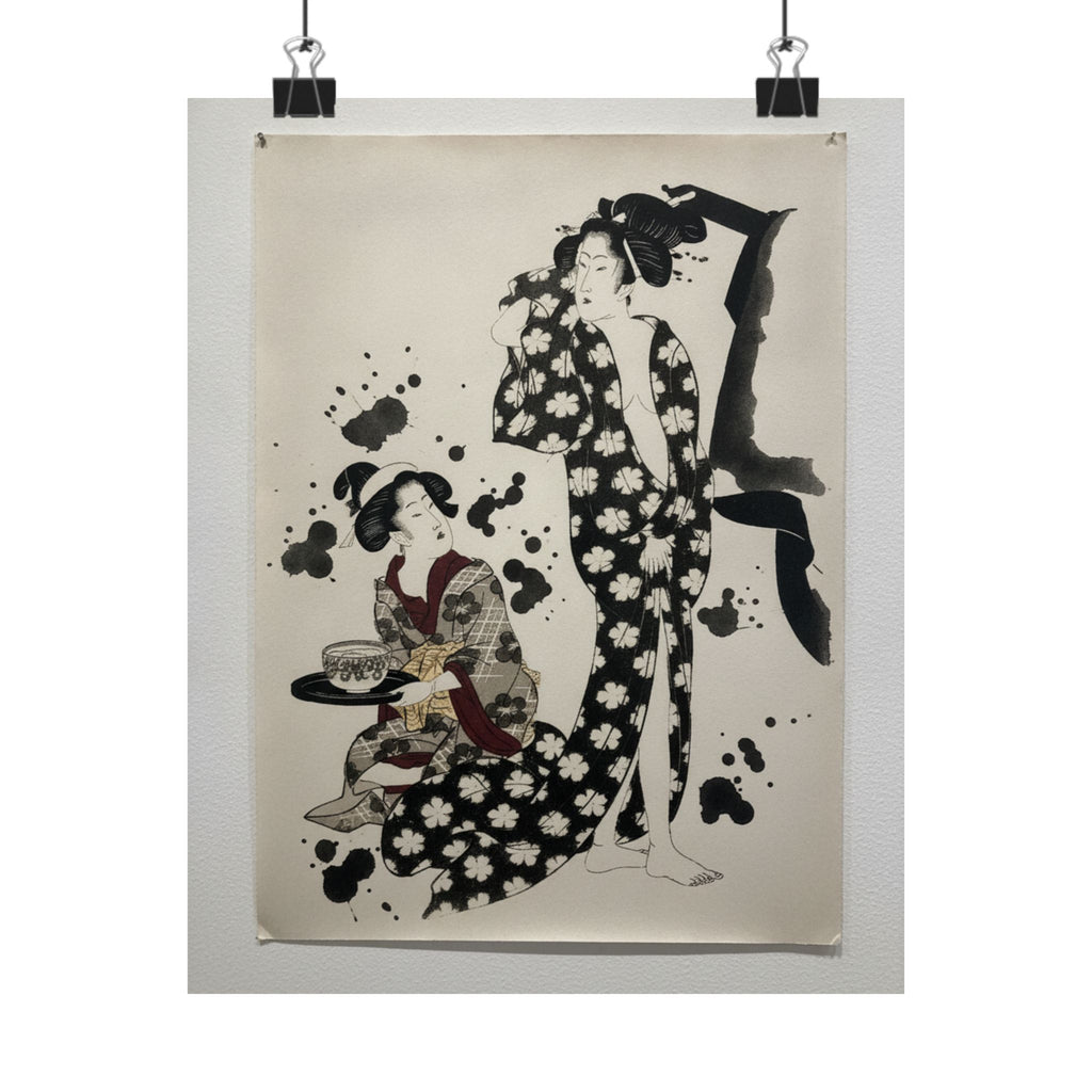 Watercolor — Young Woman Making Her Toilet — Matte Poster