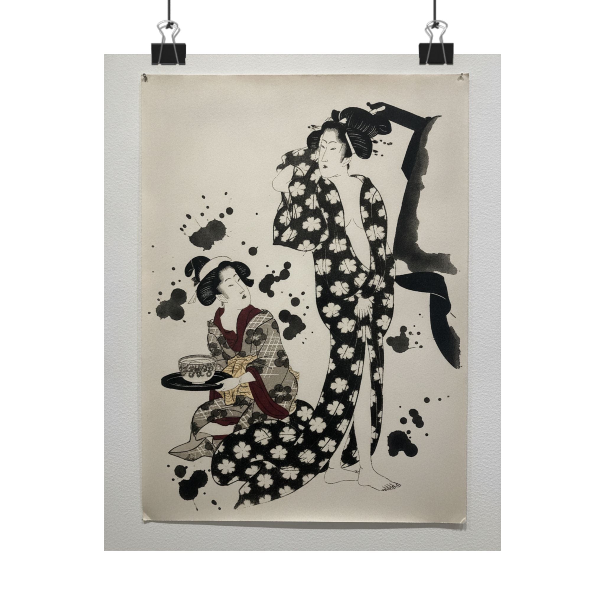Watercolor — Young Woman Making Her Toilet — Matte Poster