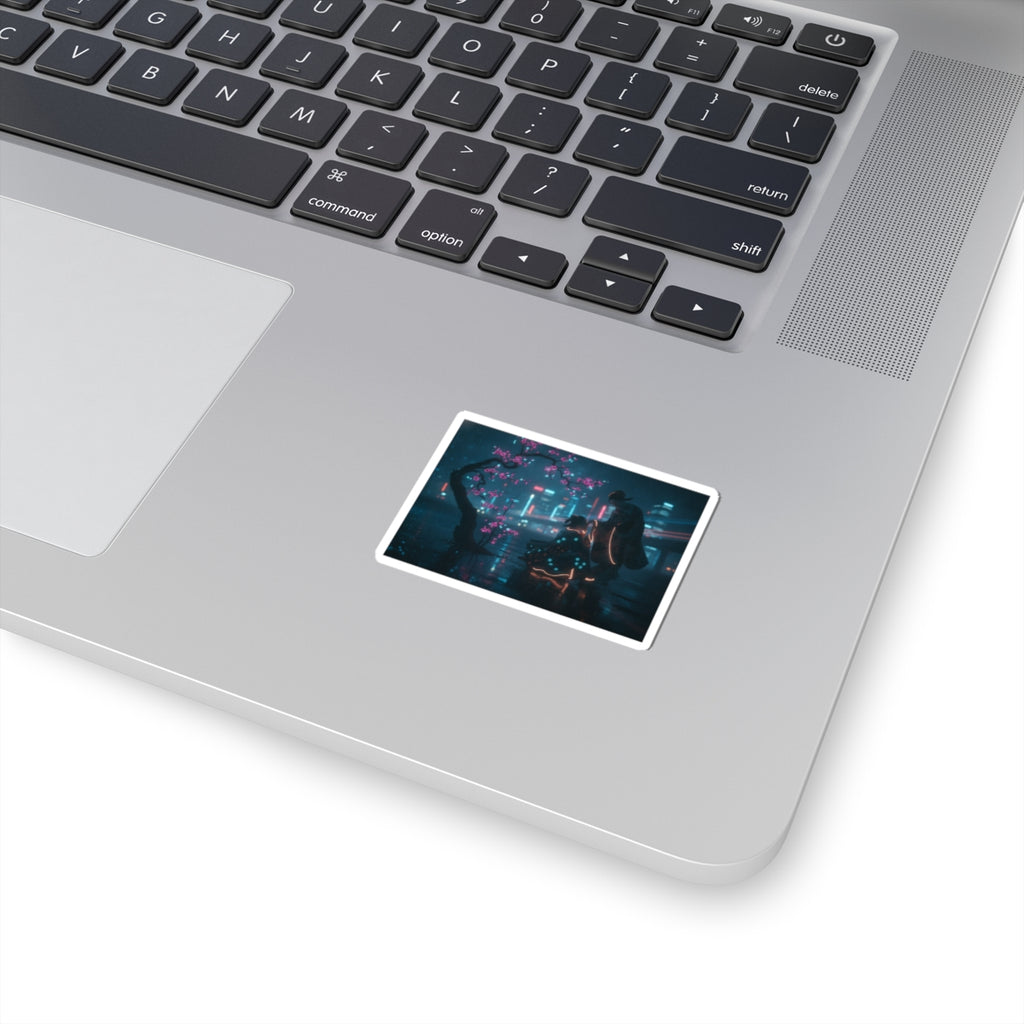 Neon Noir — Two Girls Under Plum Tree — Kiss-Cut Sticker