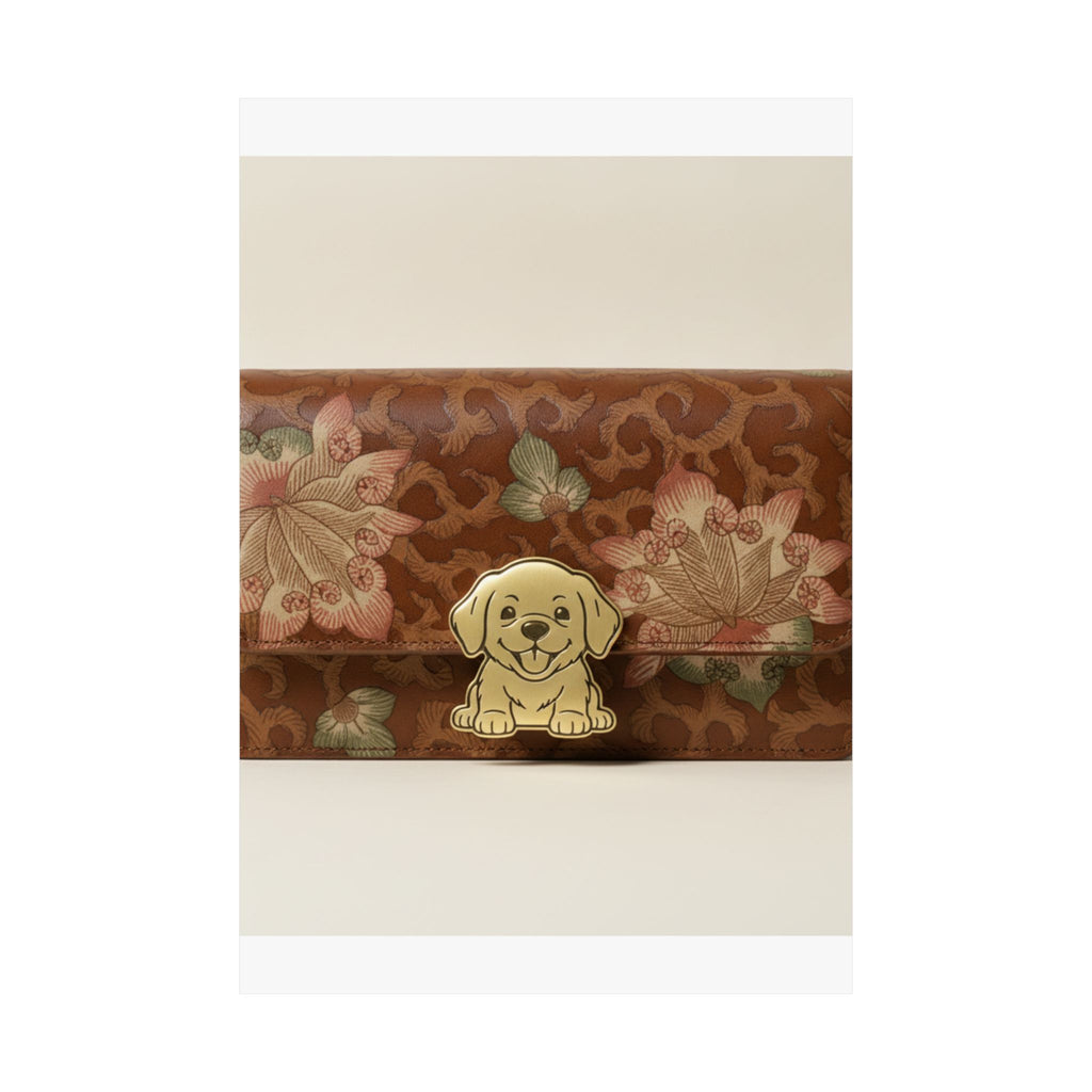 Product Marketing — Leather Purse With A Buckle In The Shape Of A Puppy — Matte Poster
