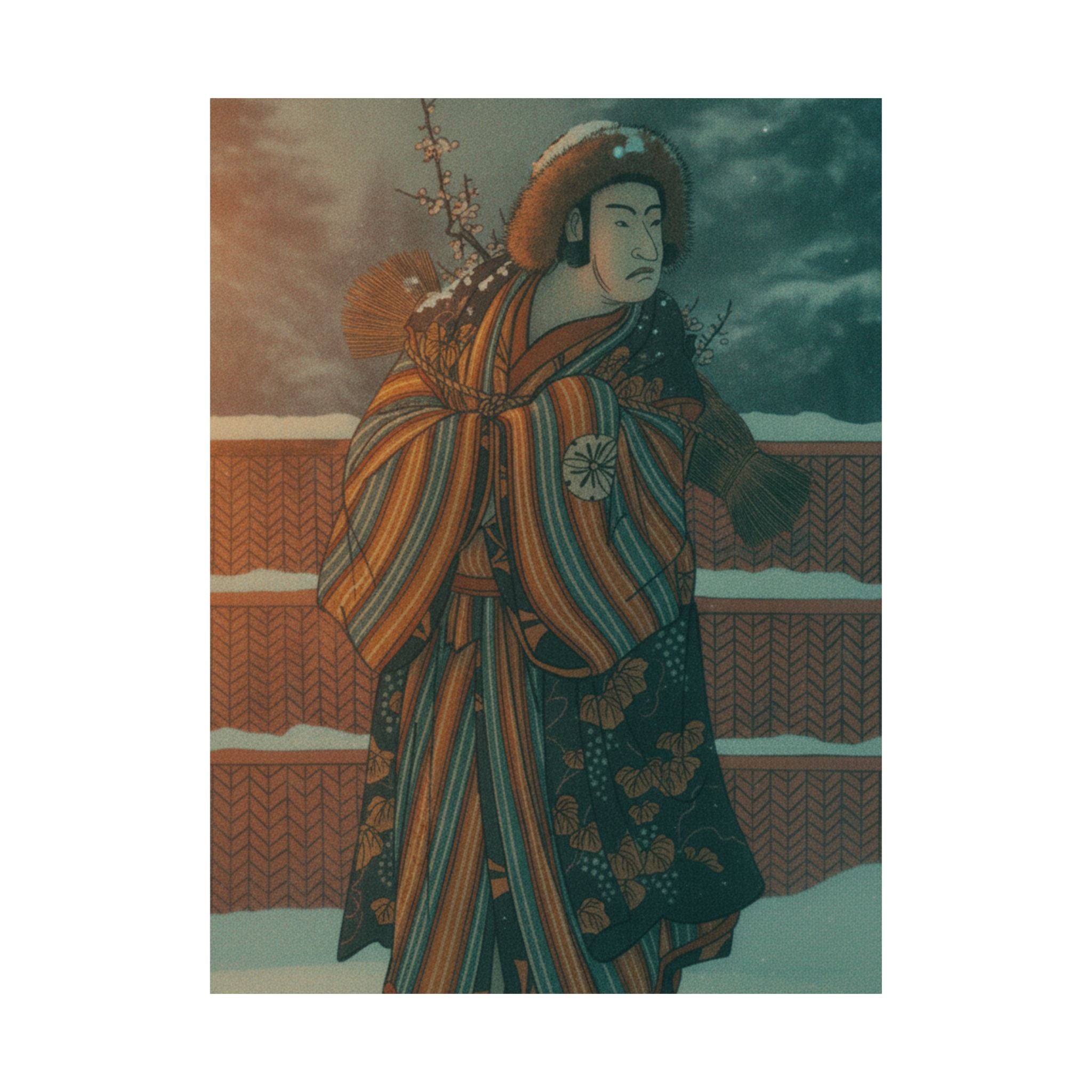 Cinematic — Matsumoto Sumezō As A Man In Winter Attire Standing In The Snow — Matte Poster