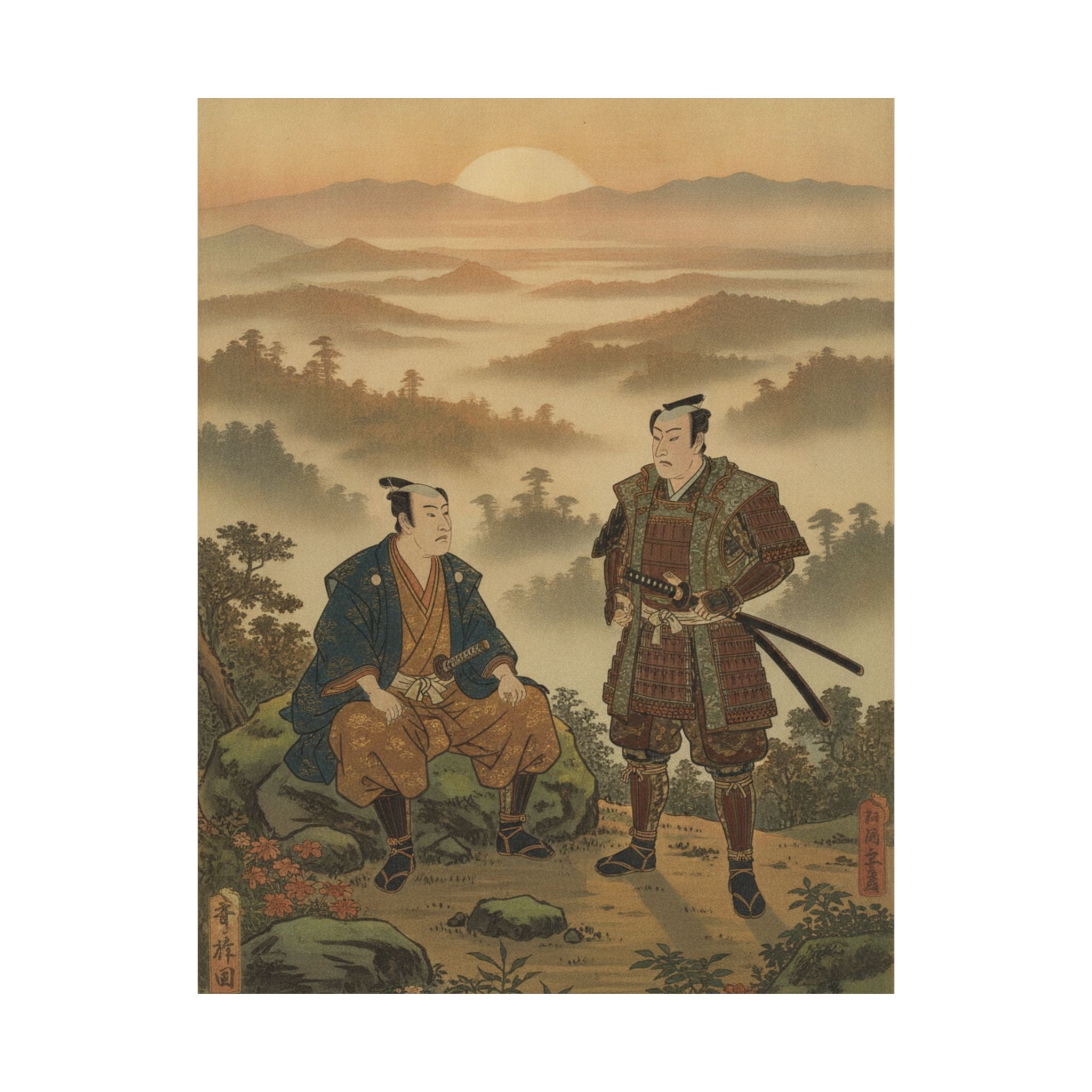 Scenic Nature — A Daimyo Talking To One Of His Retainers — Matte Poster