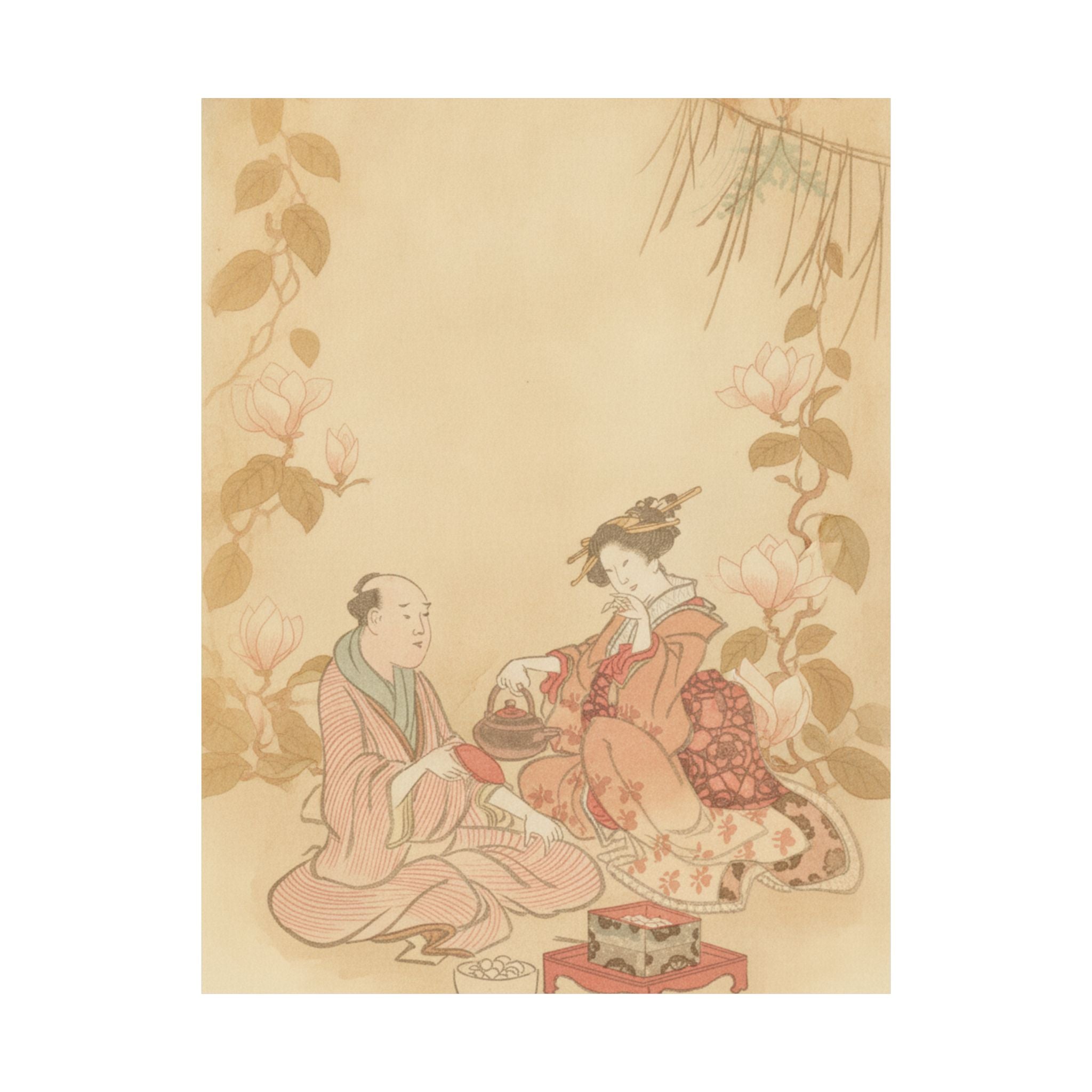 Southern Sunset — Woman Entertaining Her Guest With New Year Wine — Matte Poster