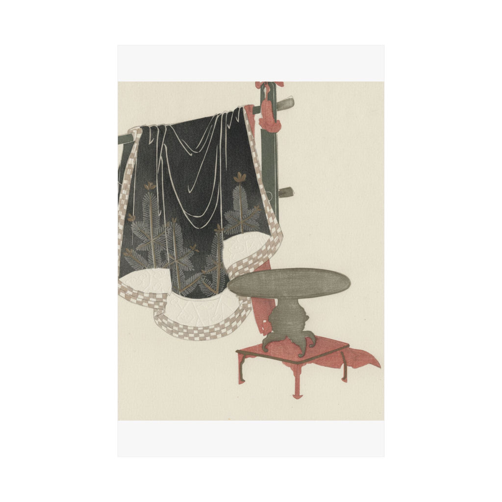 Botanical — Flower Vase With Stand; Dress Hanging On A Clothesrack — Matte Poster